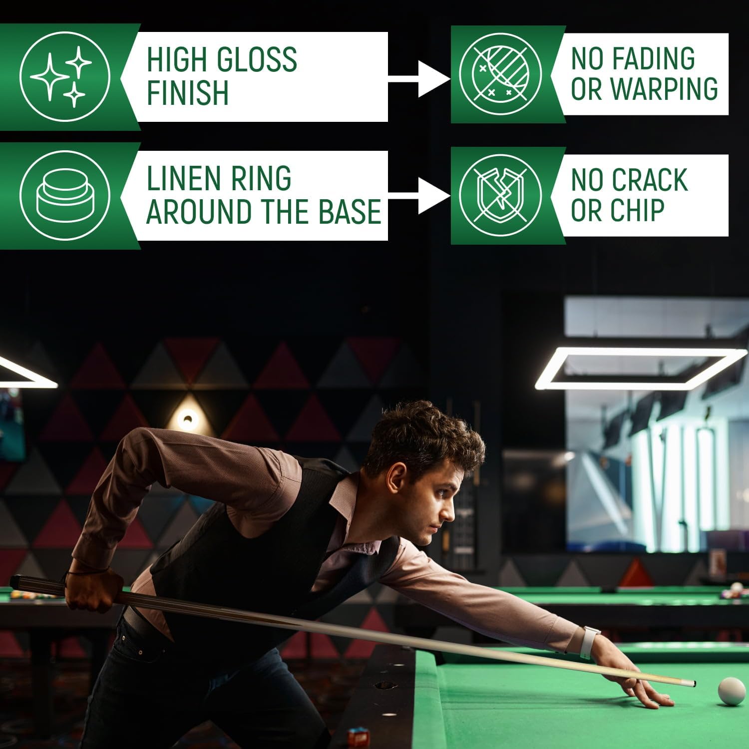 Players Set of One Piece House Pool Cue Sticks - Professional Quality for Commercial Or Residential Use (4 Cues)