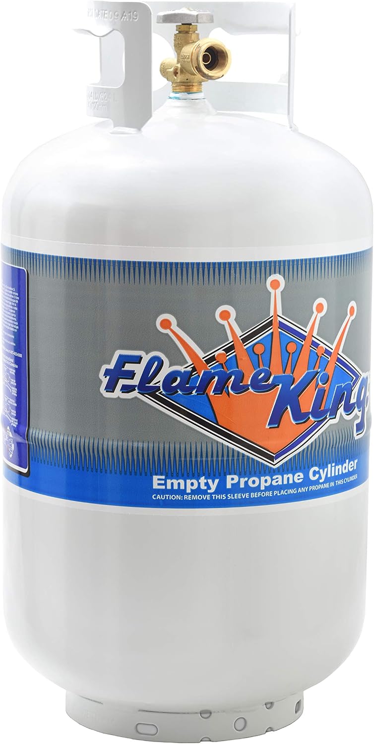 Flame King YSN-301 30 Pound Steel Propane Tank Cylinder with Type 1 Overflow Protection Device Valve DOT and TC Compliant