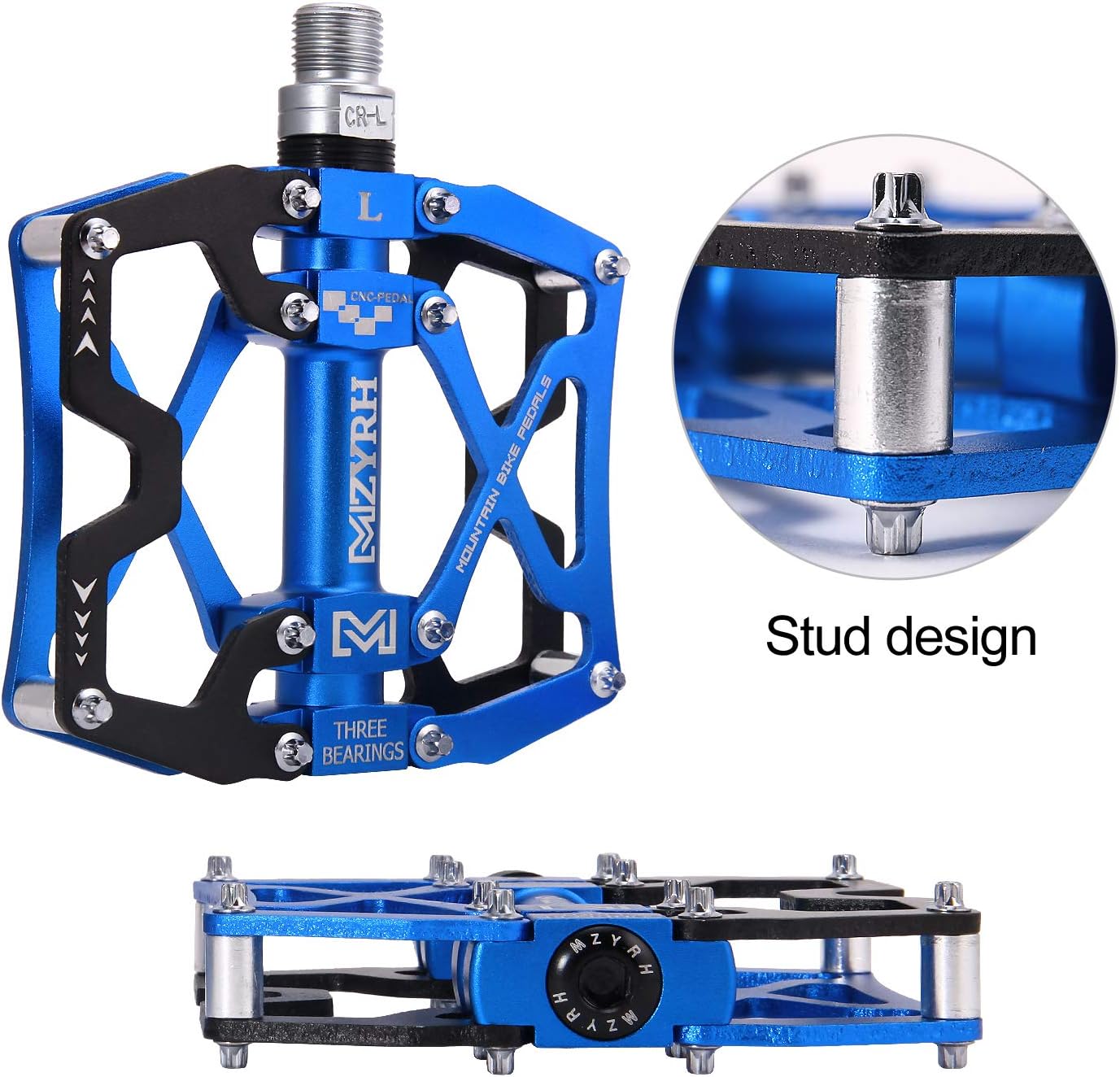 MZYRH Mountain Bike Pedals, Ultra Strong Colorful CNC Machined 9/16" Cycling Sealed 3 Bearing Pedals