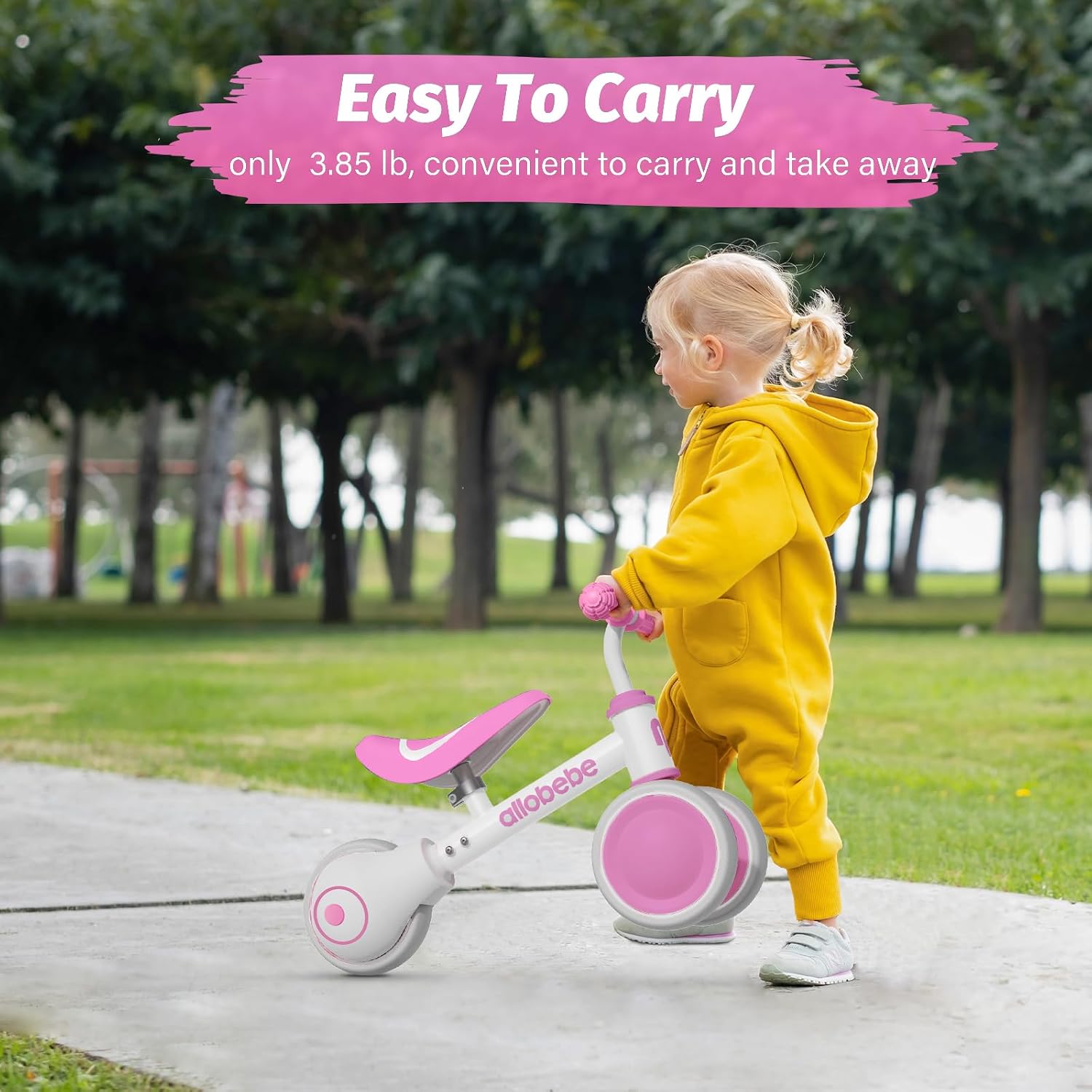 Baby Balance Bike, Cute Toddler Bikes 12-36 Months Gifts for 1 Year Old Girl Bike to Train Baby from Standing to Running with Adjustable Seat Silent & Soft 3 Wheels