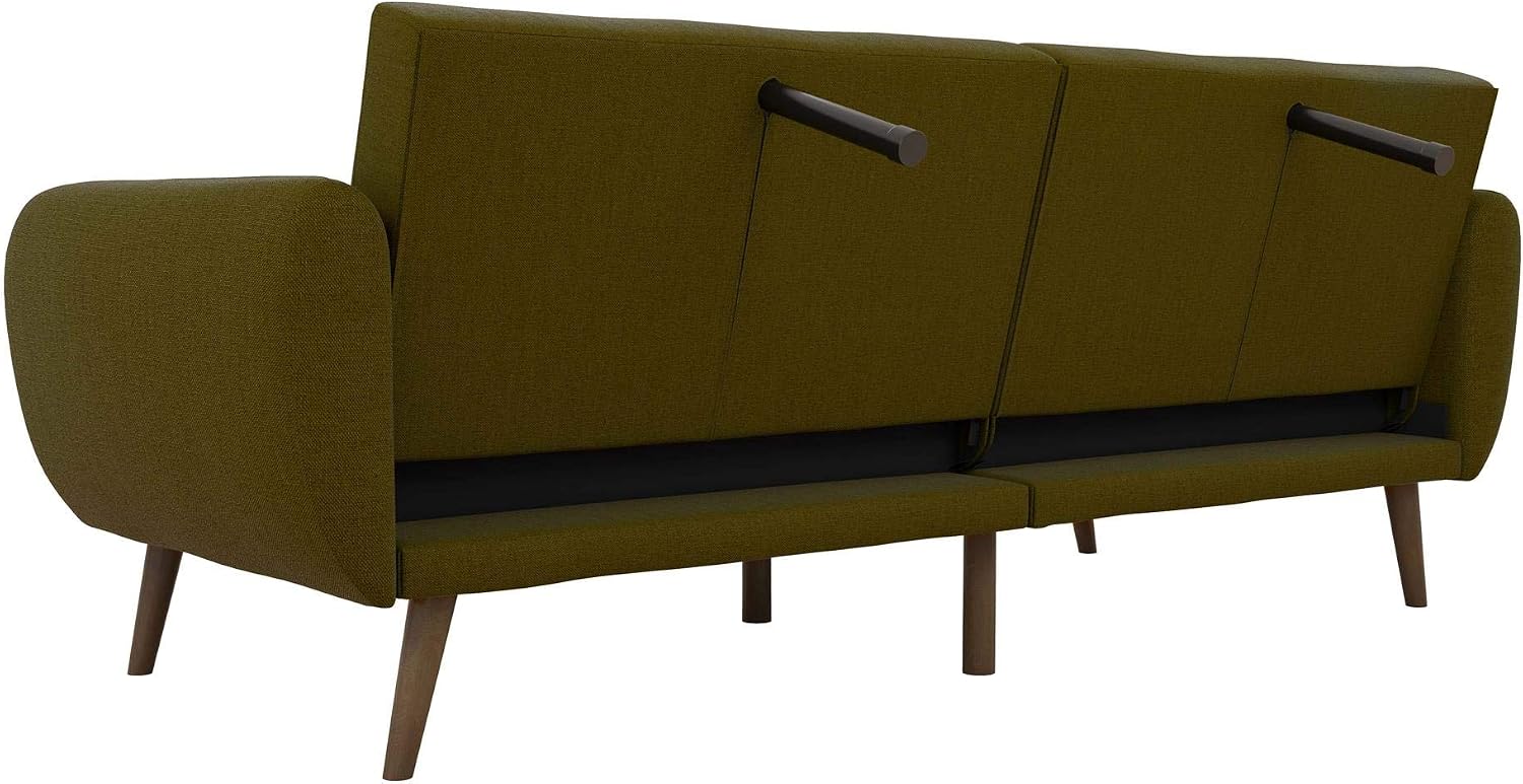 Novogratz Brittany Futon Sofa Bed and Couch Sleeper, Camel Faux Leather