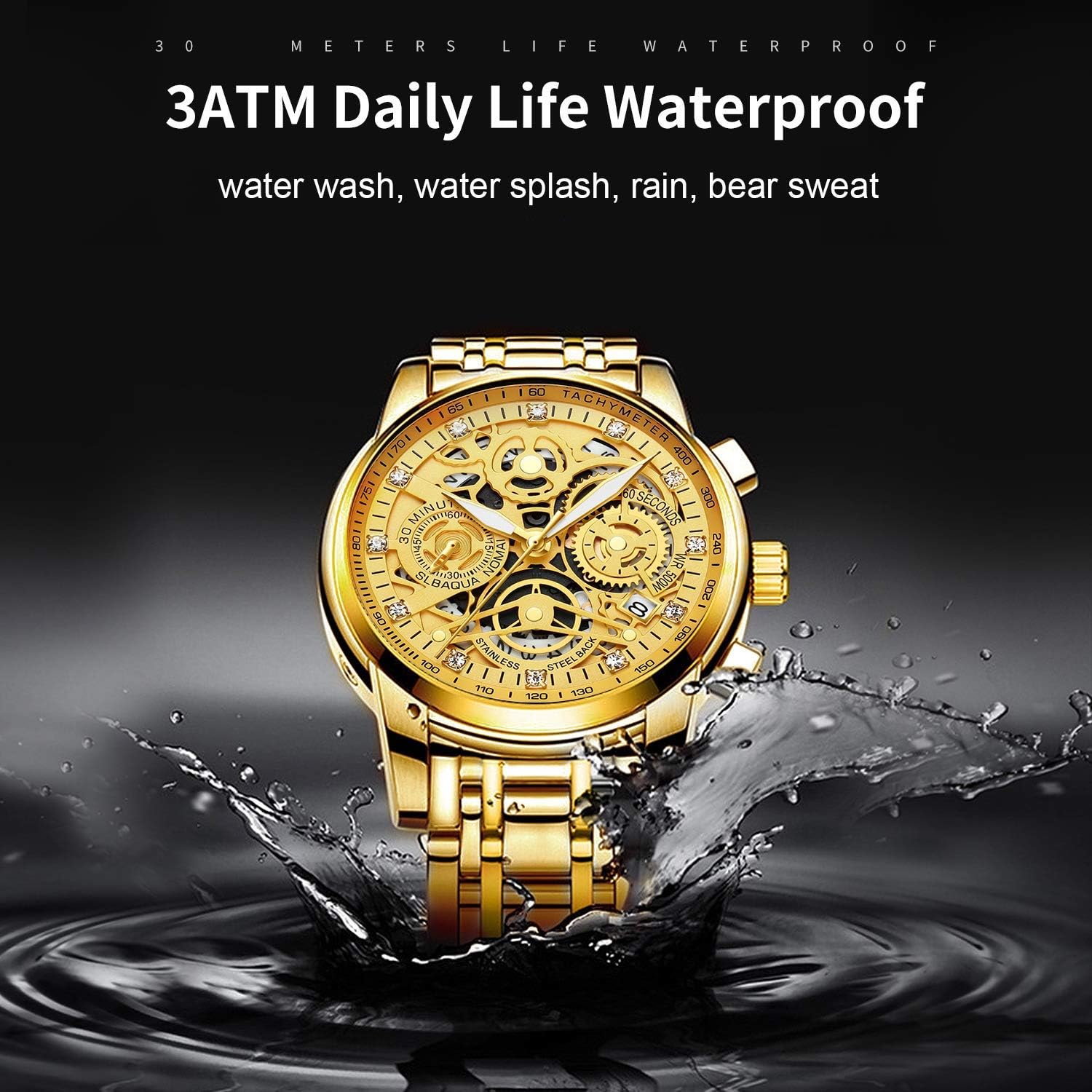 NEKTOM Watches for Men with Stainless Steel, Quartz Analog Watch with Date, Luxury Minimalist Dress Mens Watches, Chronograph Watch, 3ATM Waterproof