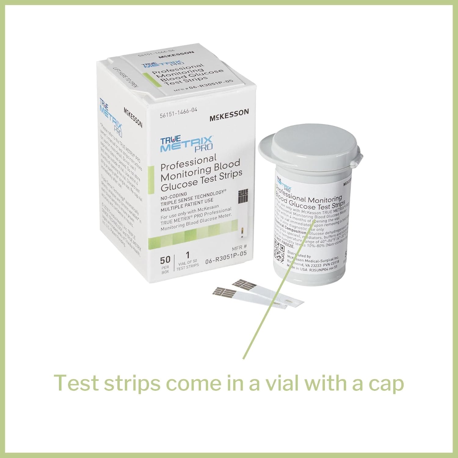 McKesson 06-R3051P-05 True Metrix Pro Professional Monitoring Blood Glucose Test Strip, Box of 50