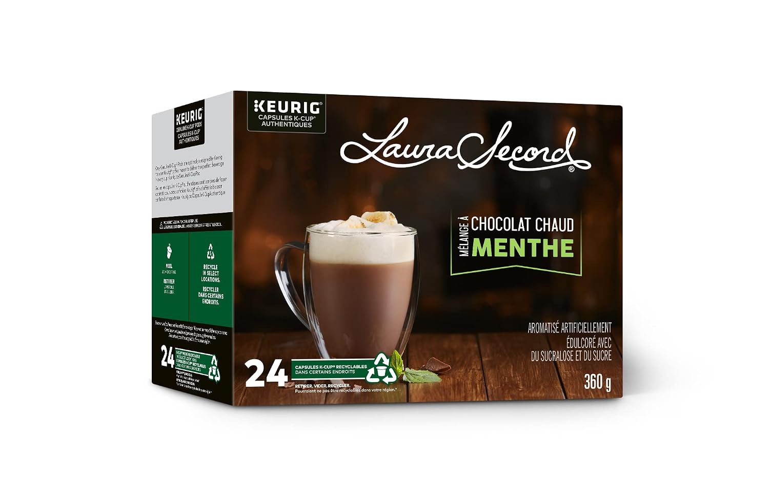 Laura Secord Mint Hot Chocolate Mix for Keurig K-cup, 12 pods, 180g {Imported from Canada}