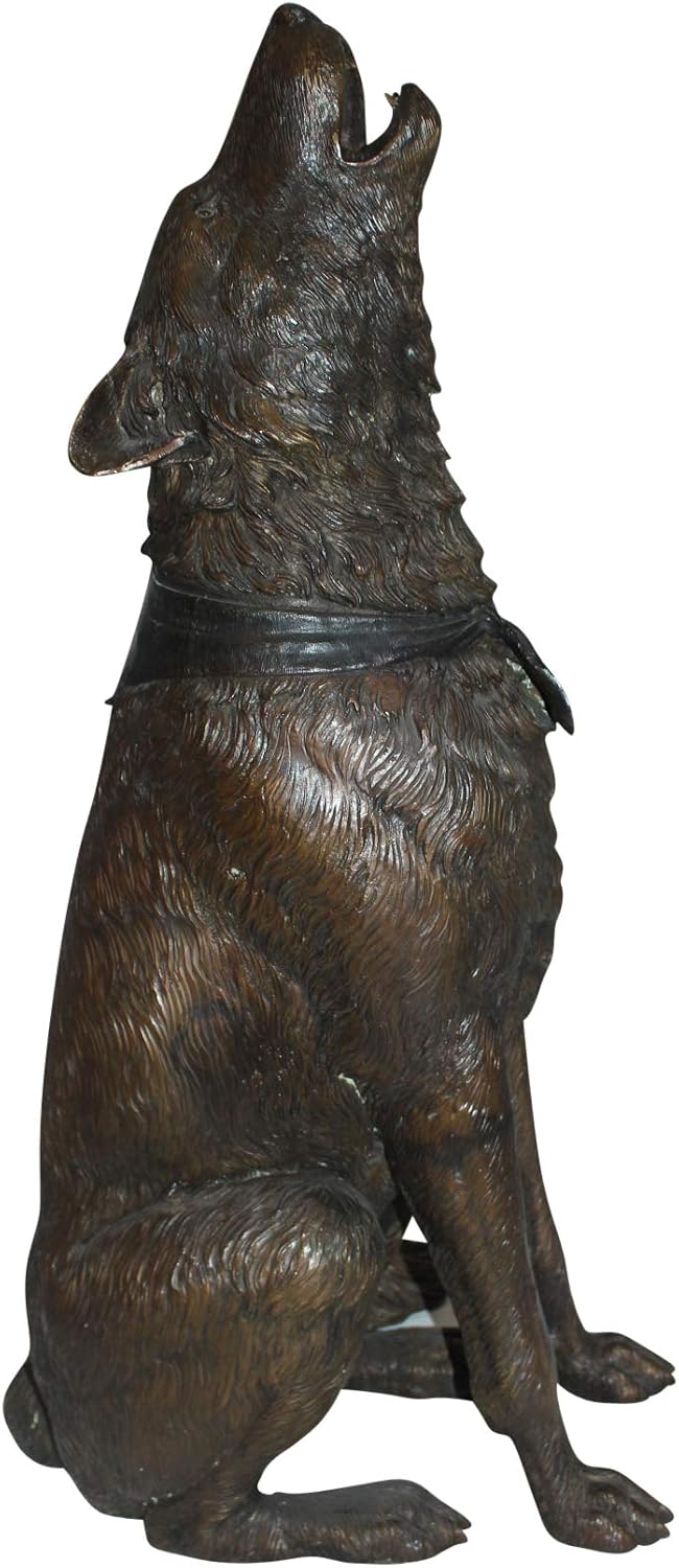 NIFAO Howling Wolf, Wildlife Medium Bronze Statue, 16" L x 20" W x 37" H