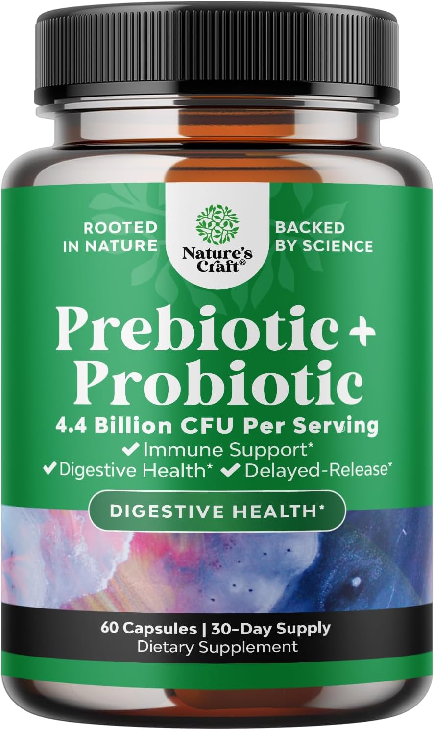 Prebiotics and Probiotics Gut Health Supplement-Super Potent Digestive Health Acidophilus Probiotic Capsules with Men & Womens Probiotics &