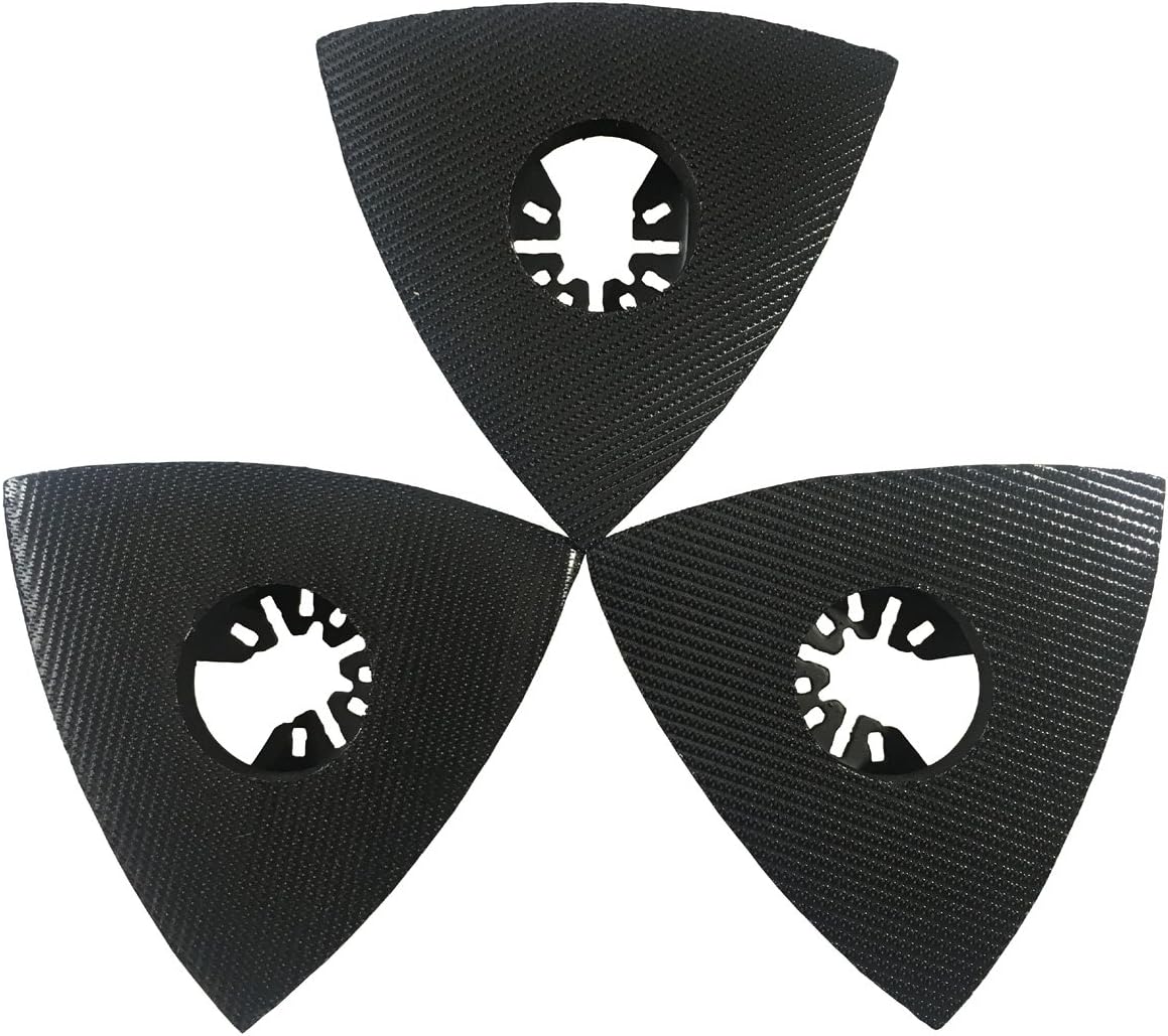 XXGO 55 Pcs 80mm 3-1/8 Inch Triangular Oscillating Multi Tool Sanding Pads | Assorted Grit , Hook & Loop Design , Strong Velcro , Best for Metal Wood Sanding