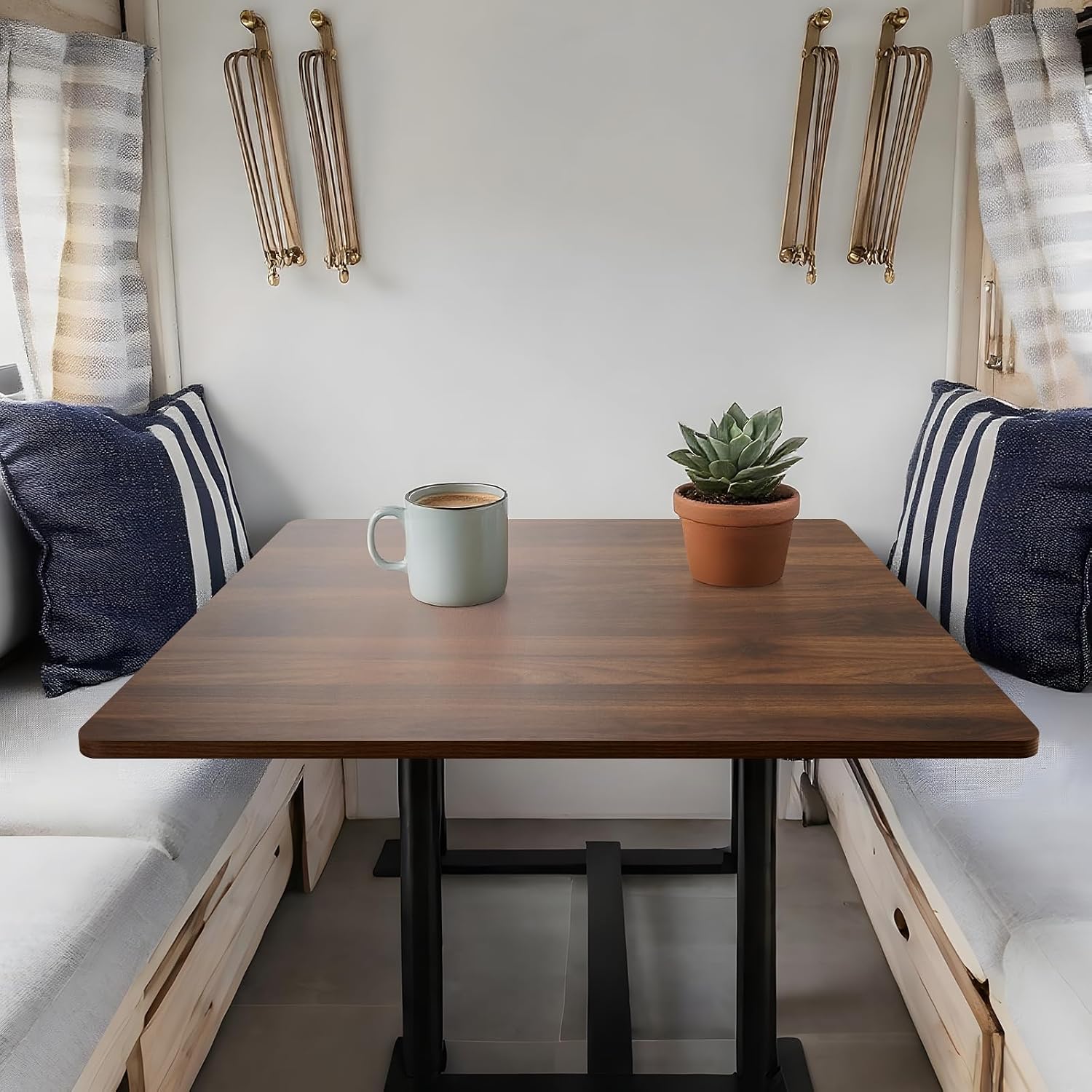 Universal Table Top 36 x 36 inches Squre Pack of 2, Reversible Melamine Countertop Only, Home or Commercial Indoor Use, Dark Walnut