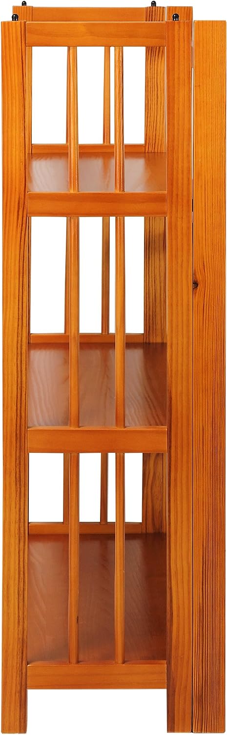 Casual Home 3-Shelf Folding Stackable Bookcase (27.5" Wide)-Walnut