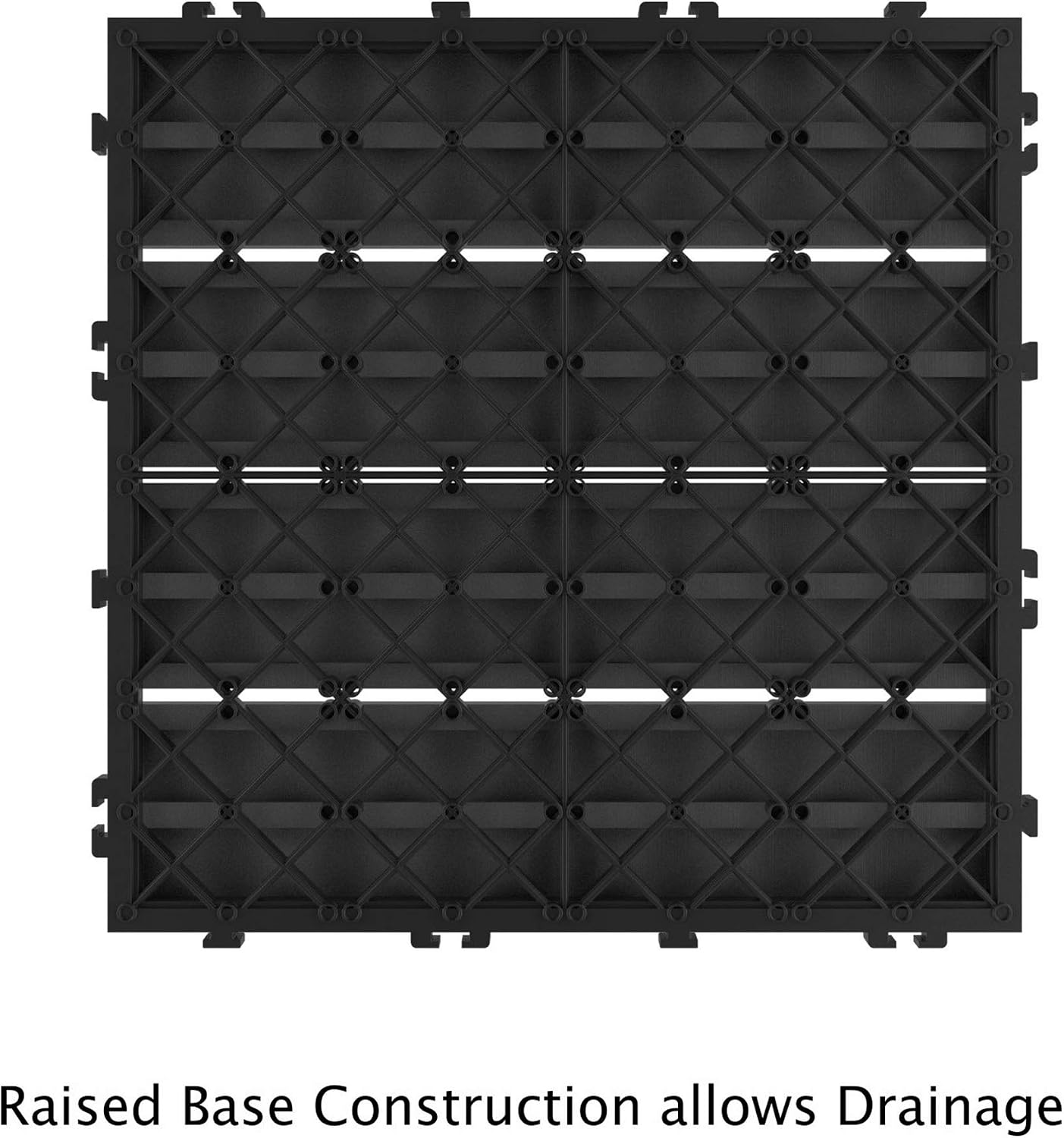 Interlocking Deck Tiles - 6-Pack Wood Plastic Composite Patio Tiles - Outdoor Flooring for Balcony, Porch, and Garage by Pure Garden (Dark Gray)