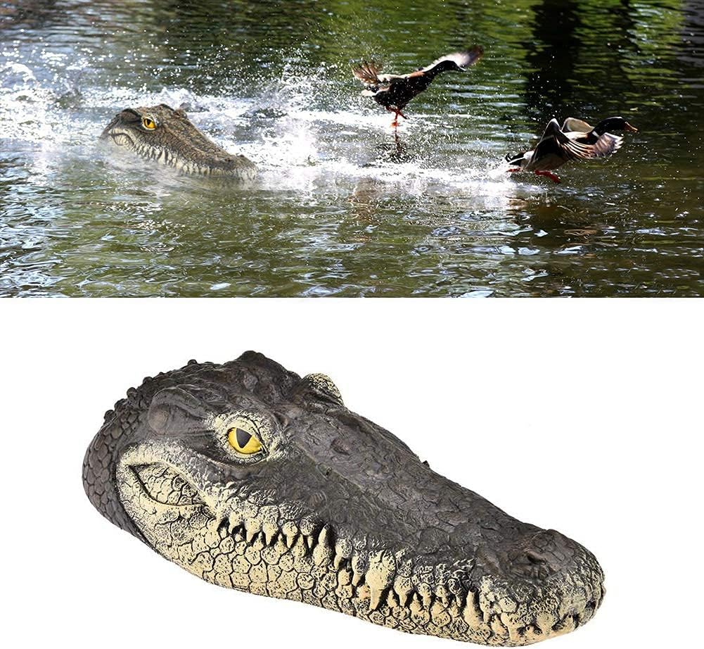 Pond Floating Alligator Head Decoy, Outdoor Pools Float Fake Gator Head Duck Detterent for Pool, Crocodile Head for Decorations, Swimming Pool