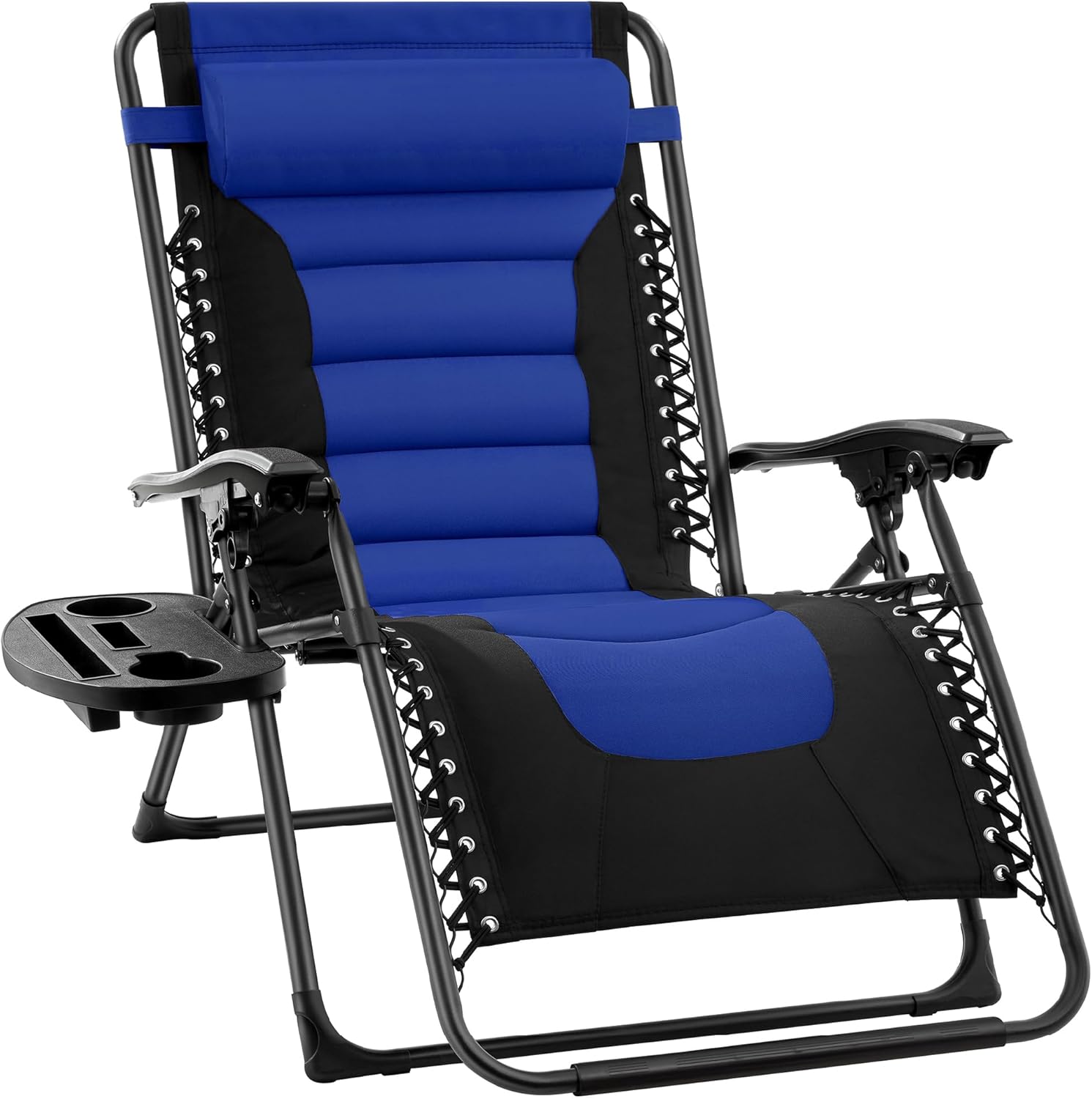 Best Choice Products Oversized Padded Zero Gravity Chair, Folding Outdoor Patio Recliner, XL Anti Gravity Lounger for Backyard w/Headrest, Cup Holder