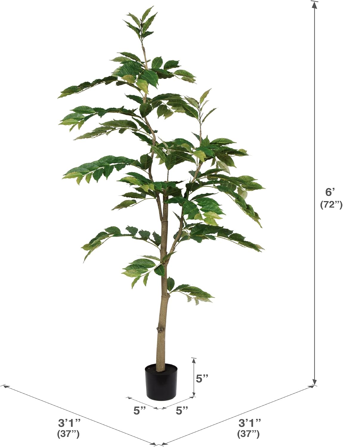 Vickerman 7' Realistic Potted Artificial Green Nandina Tree with 356 Leaves - Large Faux Indoor Tree for Artificial Plants and Fake Plants - Maintenance Free