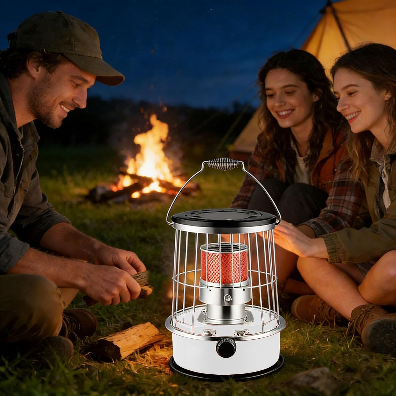 Kerosene Heater - 9000 BTU Non Electric Heater, Large Capacity with Tipping Protection, 20H Runtime Heating for Indoor Outdoor Garage Camping Emergency Heat Cooking, Red