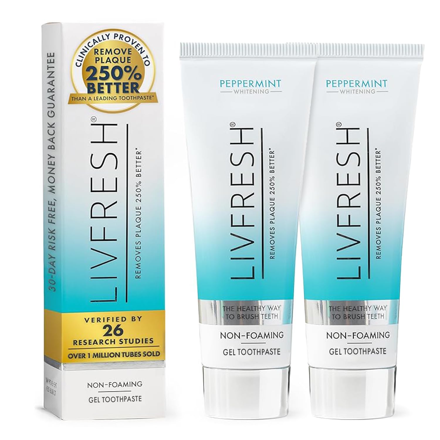 LIVFRESH Toothpaste Gel, Clinically Proven to Remove Plaque 250% Better, Improves Gum Health 190% Better, Prevents & Reduces Tartar, Freshens Breath, SLS Free Dental Gel, Wintergreen
