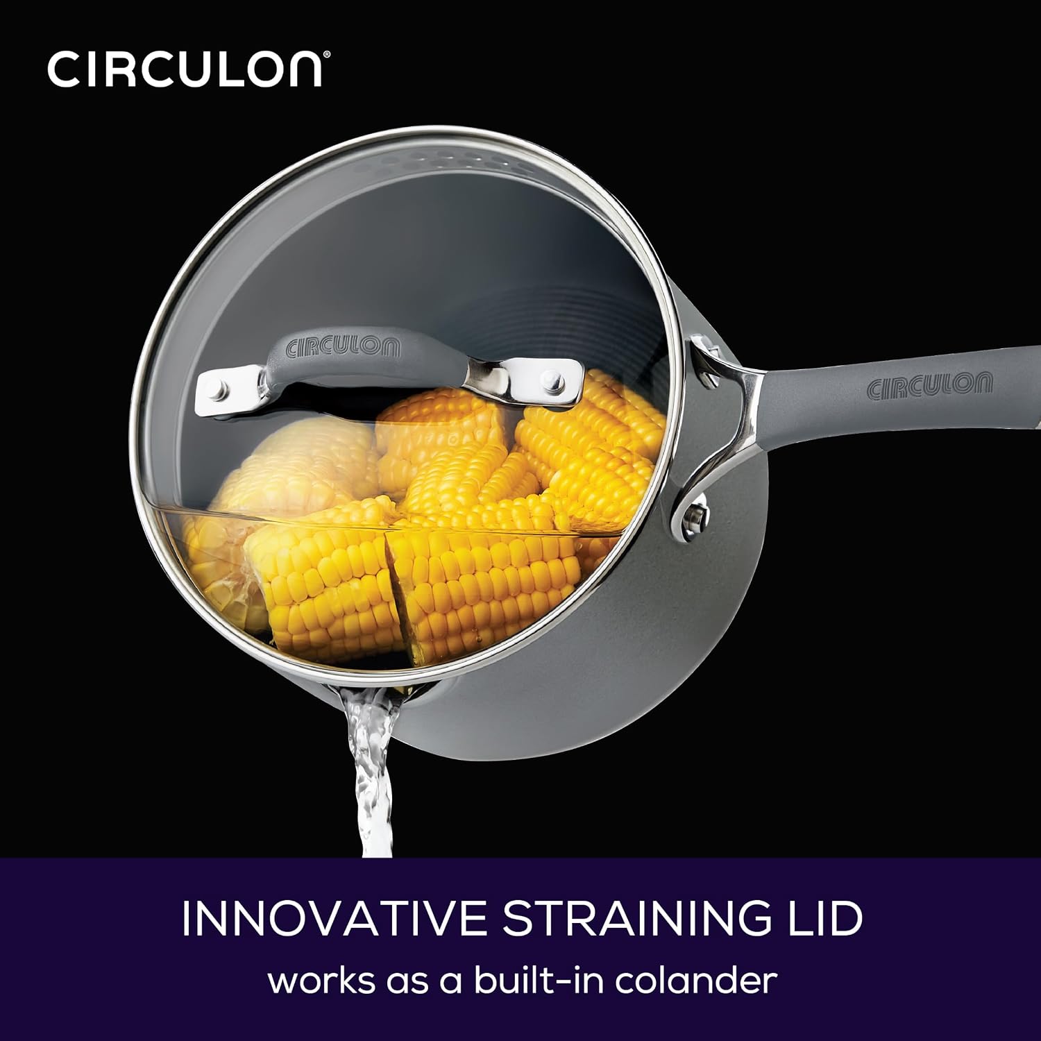 Circulon Radiance Hard Anodized Nonstick Deep Frying Pan with Lid, 12 inch Frying Pan with Lid, Deep Skillet, Gray