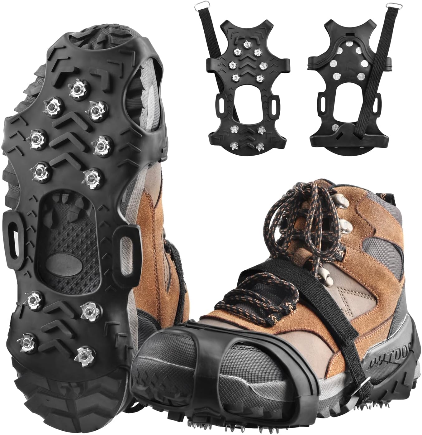 Ice Cleats for Shoes and Boots Anti Slip Ice Grips Snow Crampons Traction Cleats Hiking Fishing Walking Gear
