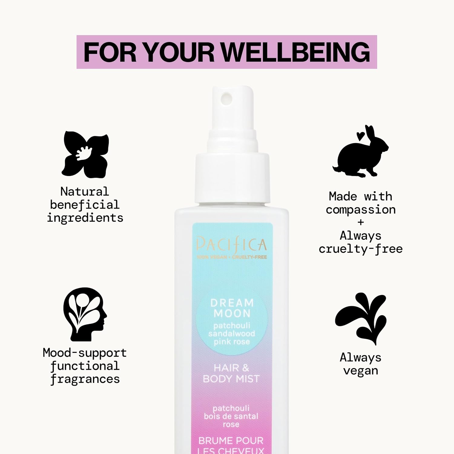 Pacifica Island Vanilla Hair Mist Perfume and Full Body Spray for Women - Fragrance Spray for A Mood-Lifting Experience, Paraben-Free, Clean Beauty No Alcohol, Vegan & Cruelty-Free, 6 oz oz