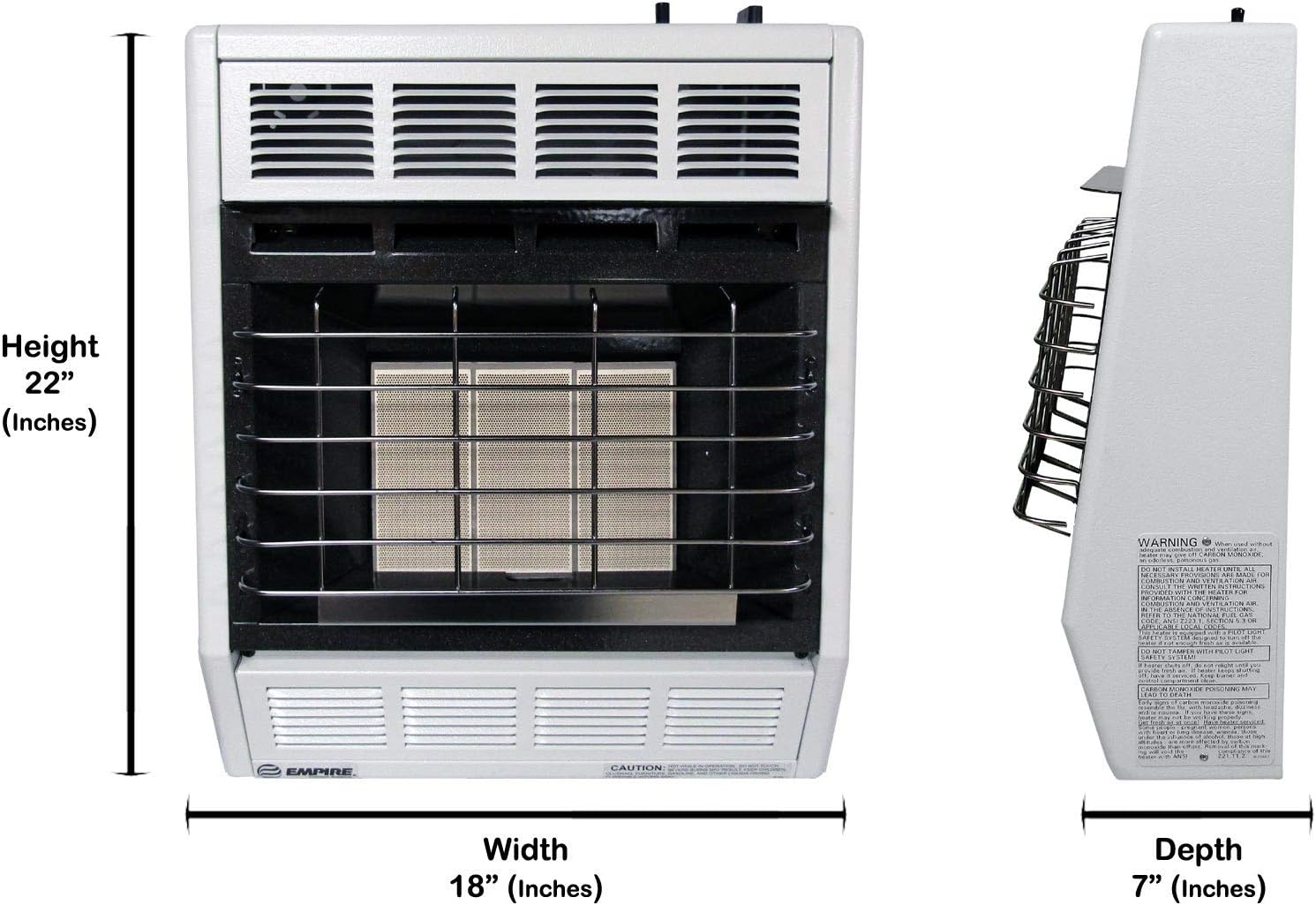 Empire SR18W Infrared Liquid Propane Vent Free Space Heater 18,000 BTU's