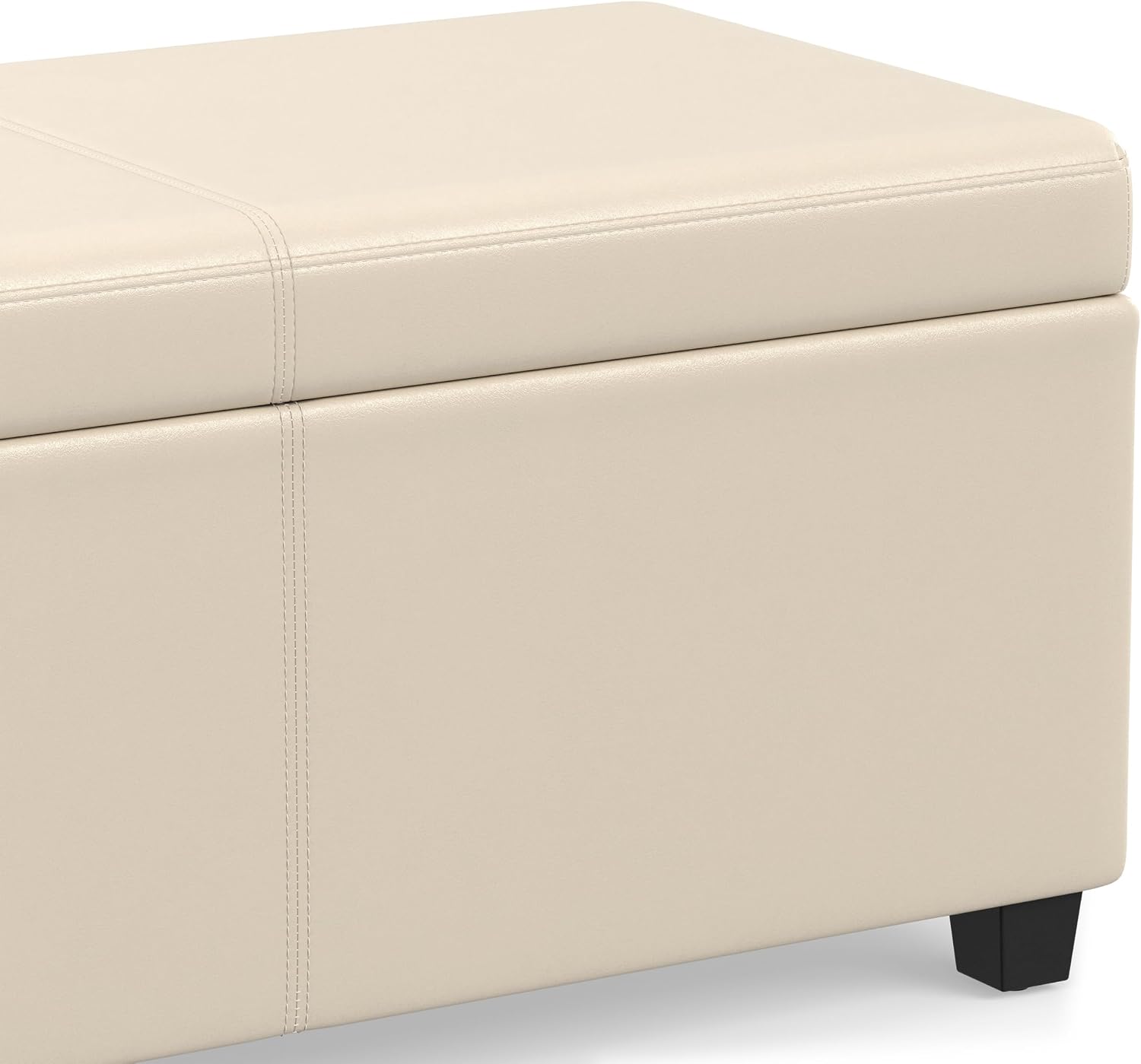 SIMPLIHOME Avalon 54" Wide Vegan Leather Storage Ottoman in Tanners Brown
