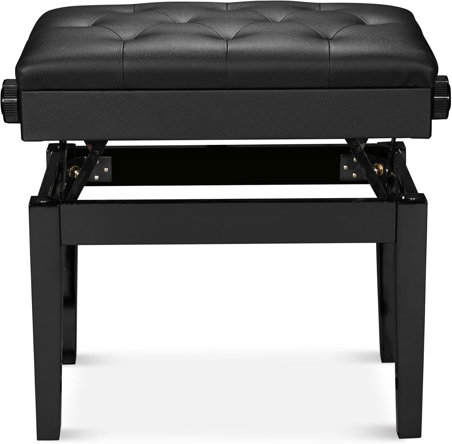 ZeHuoGe Leather Piano Bench Padded Seat with Storage Height-Adjustable Padded PU Leather Seat Solid Wood Frame Legs (Brown)