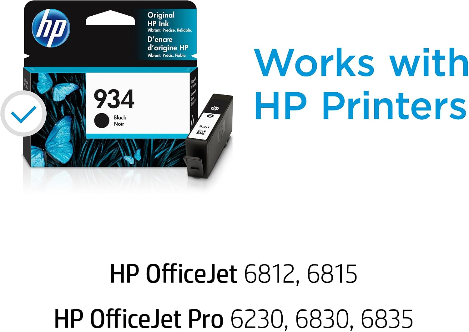 HP Original 935 Cyan, Magenta, Yellow / 934XL Black Ink Cartridges (4-Pack) | Works OfficeJet 6810; OfficeJet Pro 6230, 6830 Series | N9H66FN