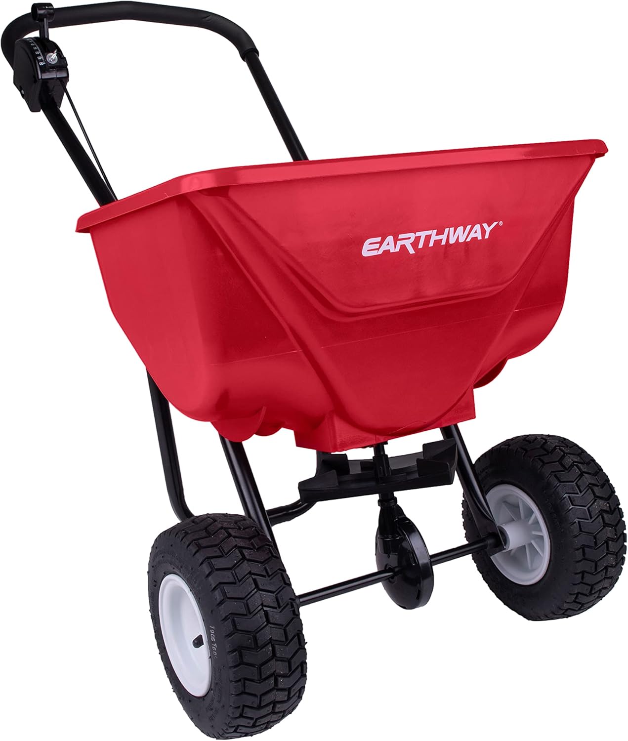 EarthWay 2030P-Plus 65 LB (29 KG) Capacity Commercial Walk-Behind Broadcast Spreader for Grass, Fertilizer, Seeds — Includes Side Spread Control