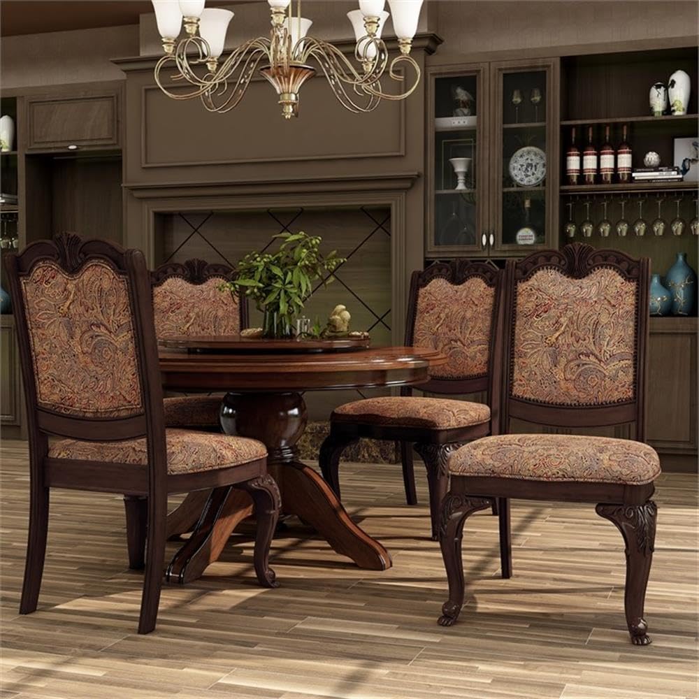 Furniture of America Ferrara Elegant Dining Chair, Brown Cherry, Set of 2 (IDF-3319F-SC)