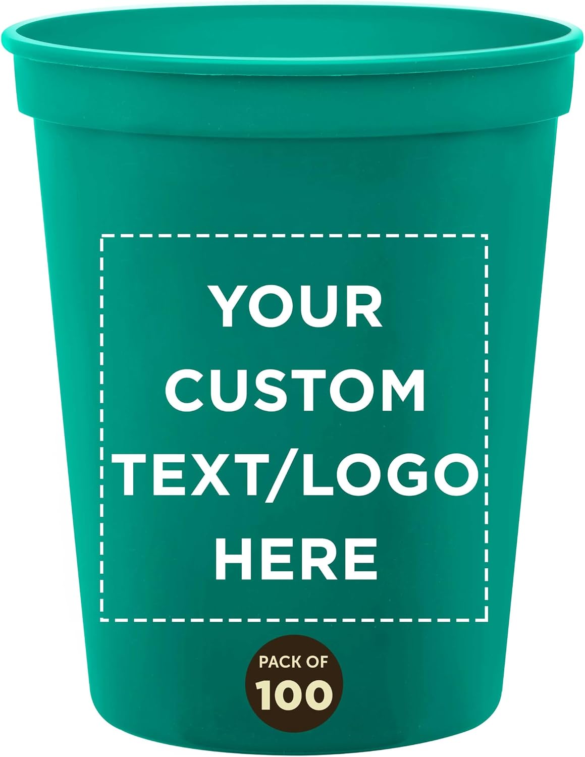 DISCOUNT PROMOS Custom Plastic Stadium Cups 16 oz. Set of 10/50/100, Personalized Bulk Pack - Perfect for Birthdays, Weddings, Picnic, Beach