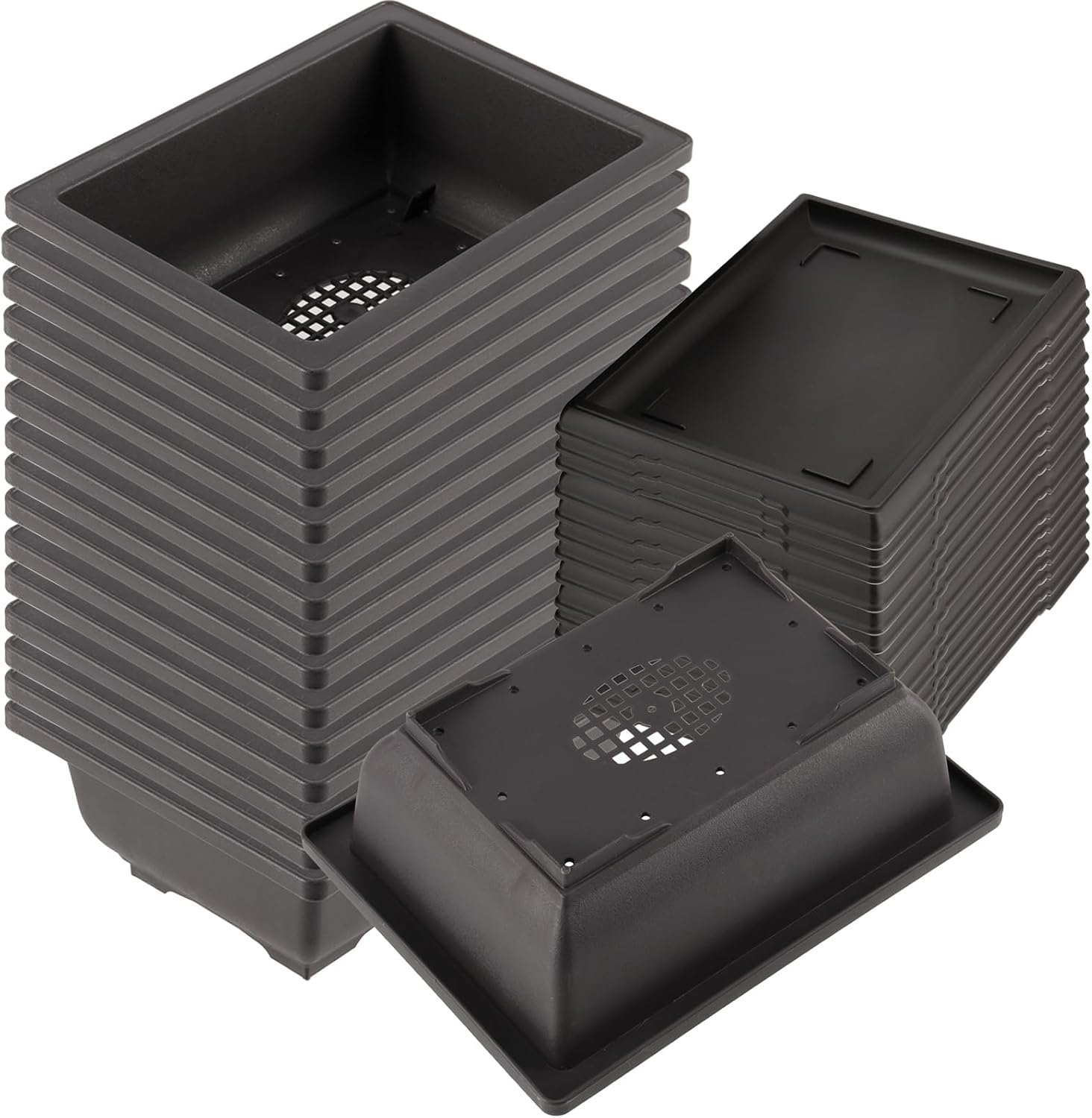 KINJOEK 25 PCS 6.5 Inch Plastic Bonsai Training Pots, Rectangular Plant Bonsai Tree Pot