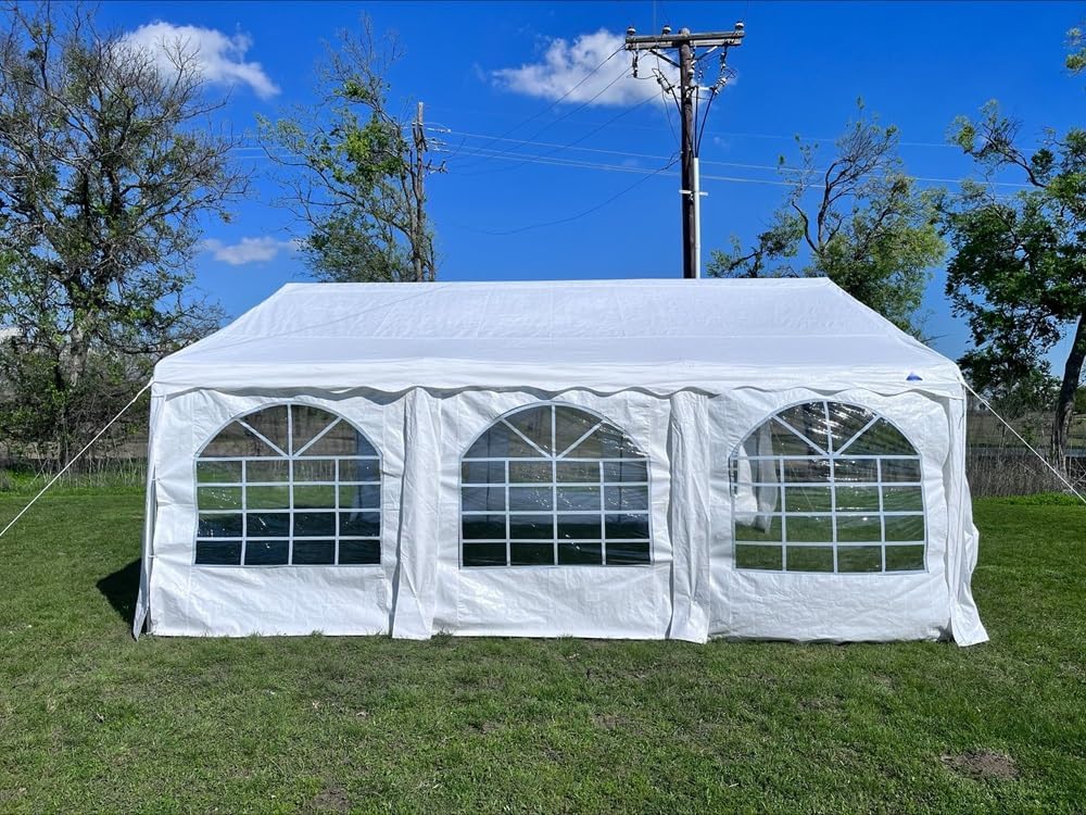 DELTA 26'x16' Budget PE Party Tent + (2) Long Bags + (1) Short Bag, Tents for Parties, Canopy Carpas para Fiestas,Wedding Event Tents for Outdoor Events (B Model)
