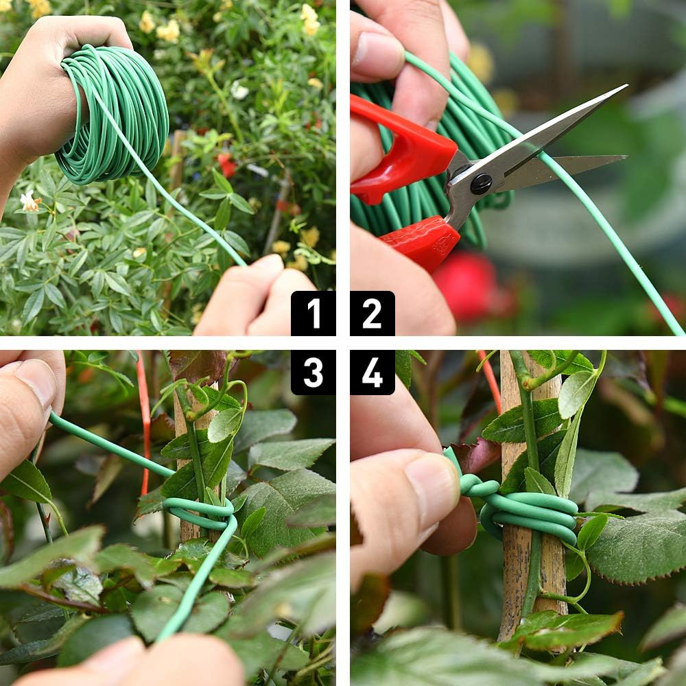 Plant Ties - 32.8ft Soft Twist Ties Green TPR Garden Ties Supply, for Supporting Plants Tomatoes Office Home Organizing