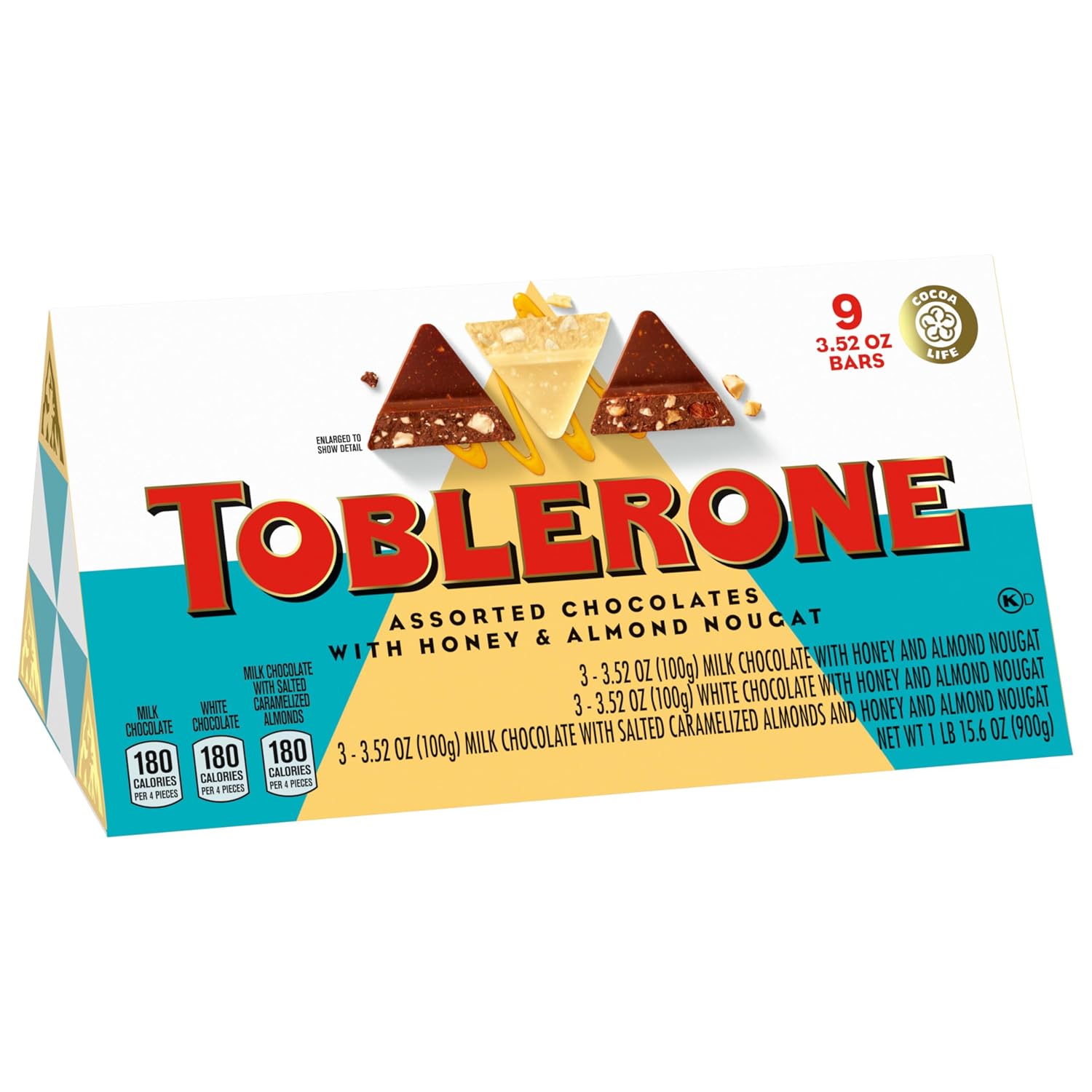 TOBLERONE Dark Chocolate Bar with Honey and Almond Nougat, 20 Bars | Bulk Chocolate