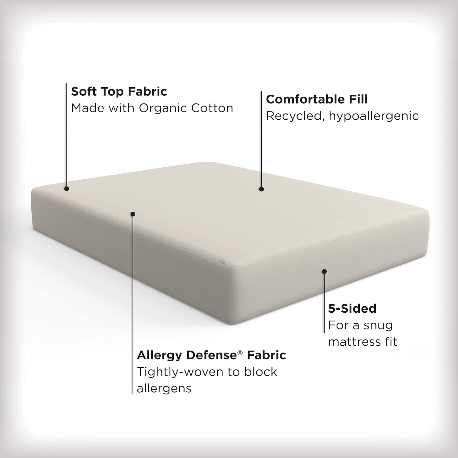AllerEase Organically Grown Cotton Waterproof Mattress Pad Full