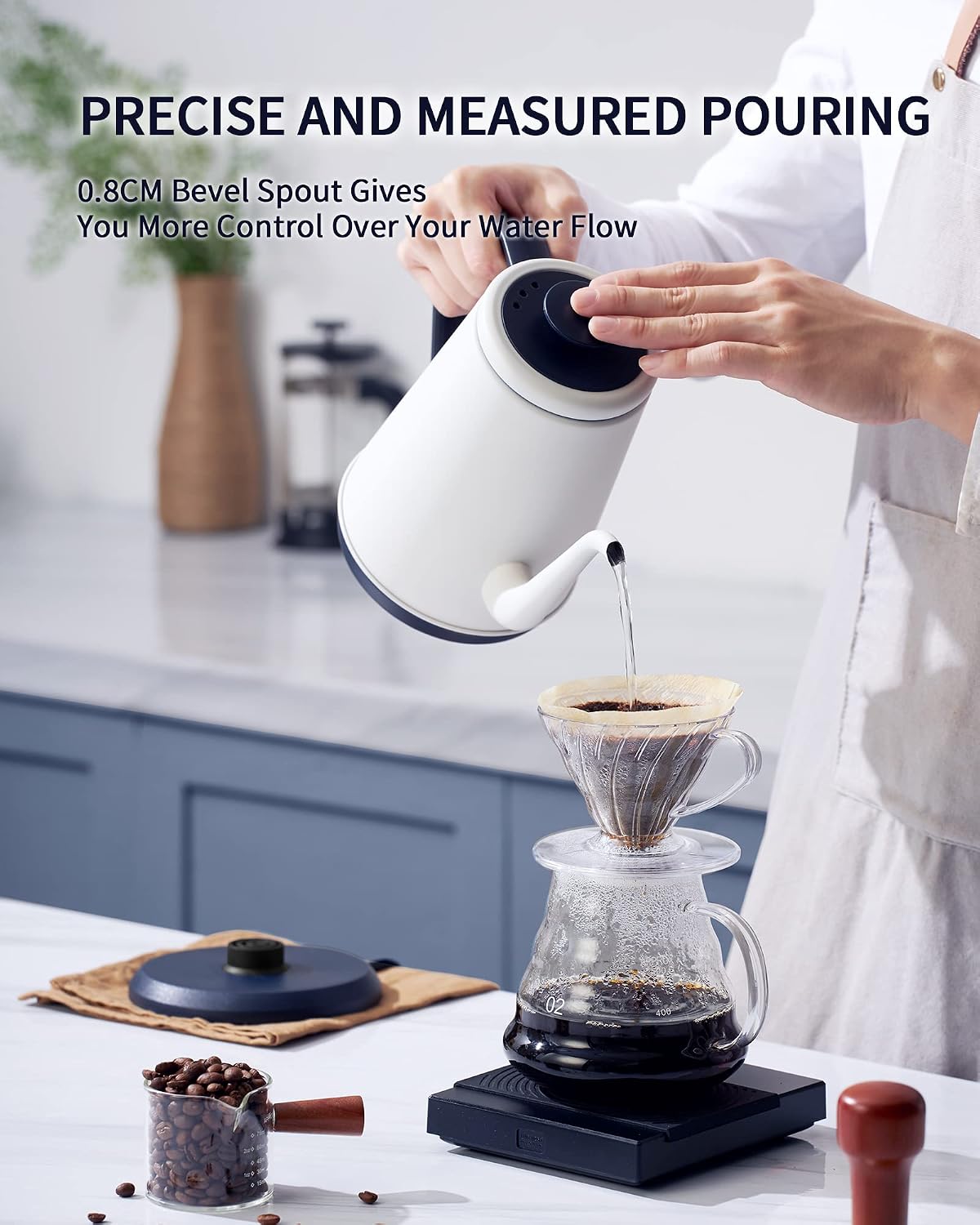 DmofwHi 1000W Gooseneck Electric Kettle (1.0L), 100% Stainless Steel BPA Free Tea Kettle with Auto Shut - Off Protection