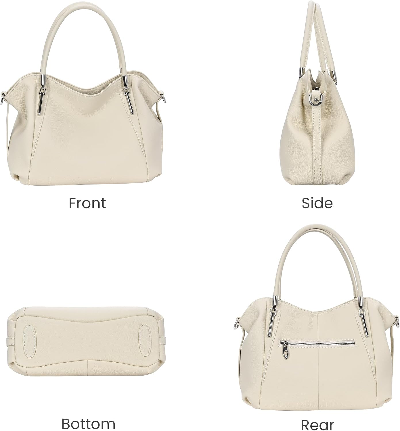 HESHE Leather Shoulder Purses for Women Tote Handbags Satchel Hobo Handbag | Designer Genuine Leather Travel Top Handle Work Bag Ladies Crossbody Purses Adjustable Straps Large Capacity Zippered Closure