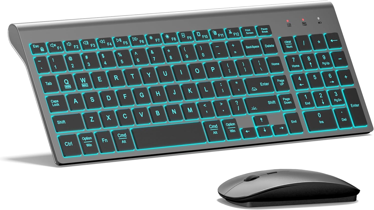 Wireless Keyboard and Mouse Ultra Slim Combo, TopMate - White | 2.4G Silent Compact 2400DPI Mouse and Scissor Switch Keyboard Set with Cover, Batteries Included, for PC/Laptop/Windows/Mac