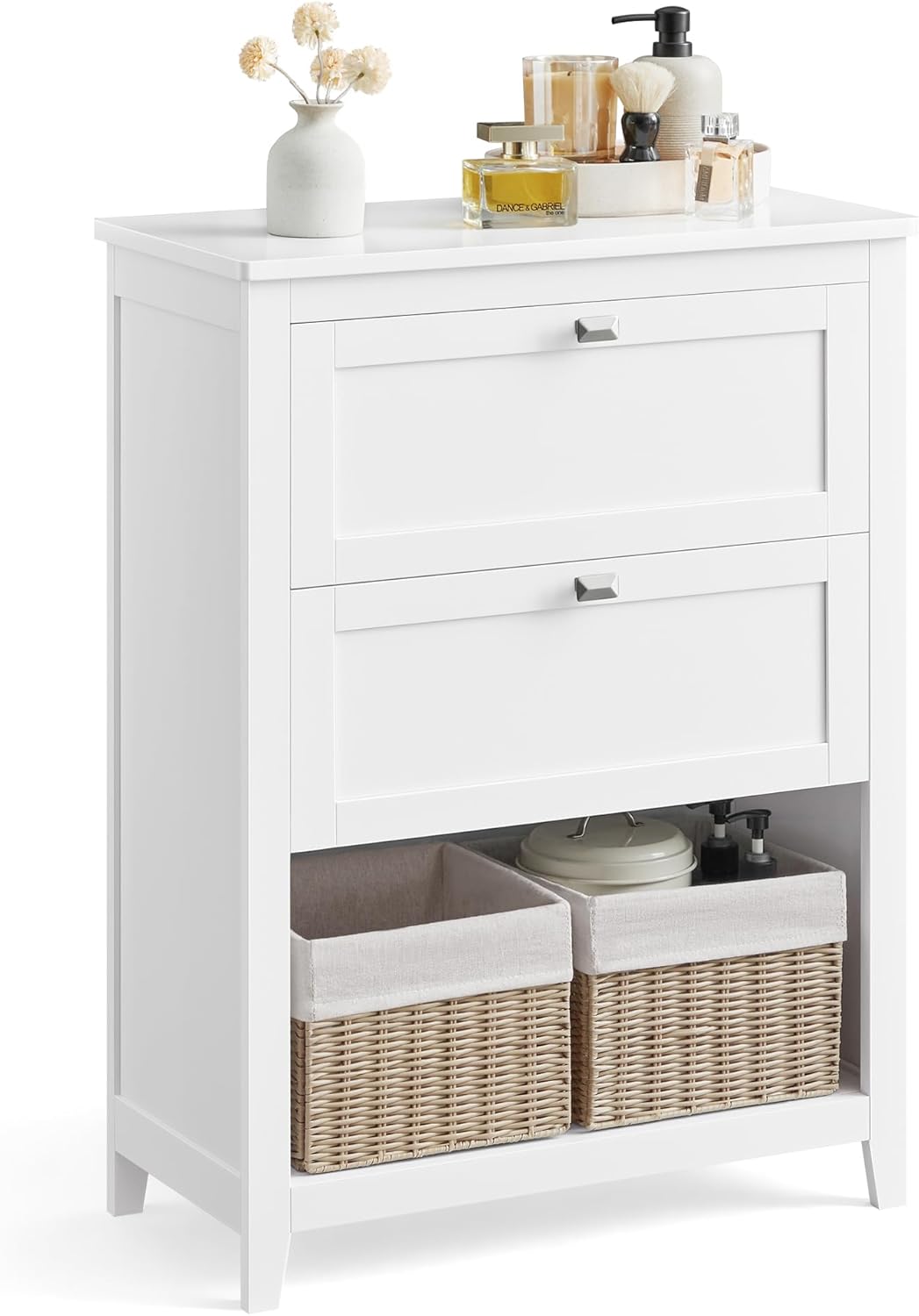 VASAGLE Bathroom Storage Cabinet, with 2 Doors, 31.5" H, Cloud White