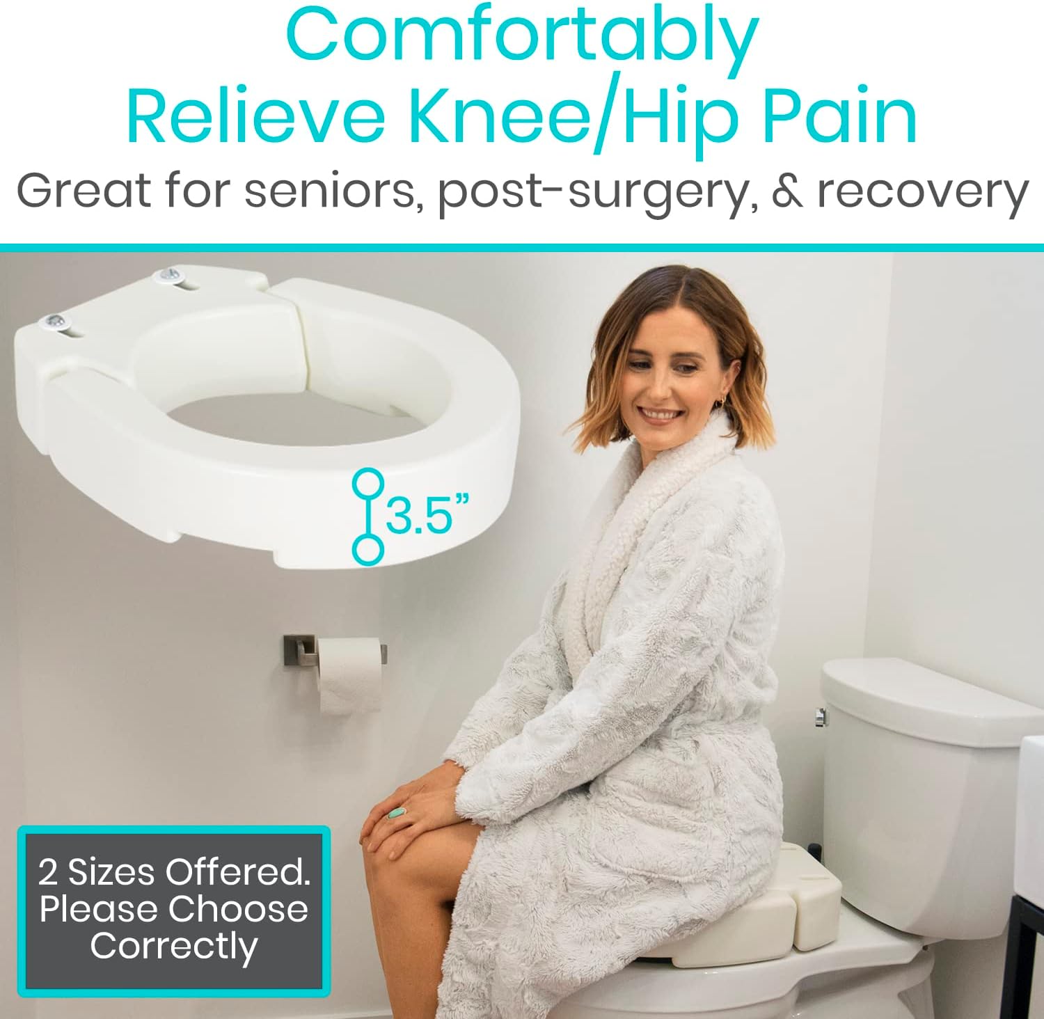 Vive Raised Toilet Seat - 5" Portable, Elevated Toilet Seat Riser | Extender - Elongated and Standard Fit Commode Lifter - Bathroom Safety Extender Assists Disabled, Elderly, Seniors