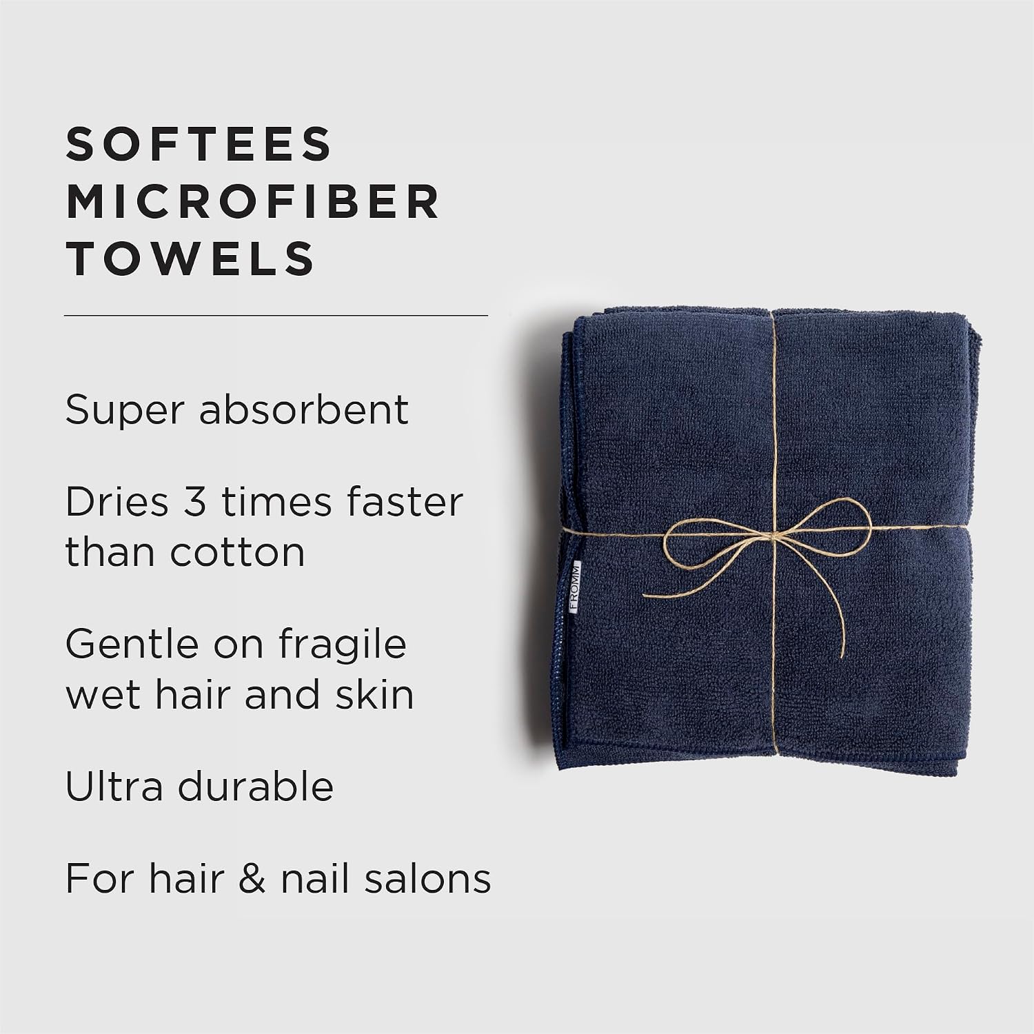 Fromm Softees Microfiber Hair Towels, Absorbent Salon Hair Towels for Hairstylists, Barbers, Spa & Gym, Fast-Drying, Ultra-Soft, Lint-Free, Multi-Purpose Towels, 16" x 29"- 10-Pack - Black