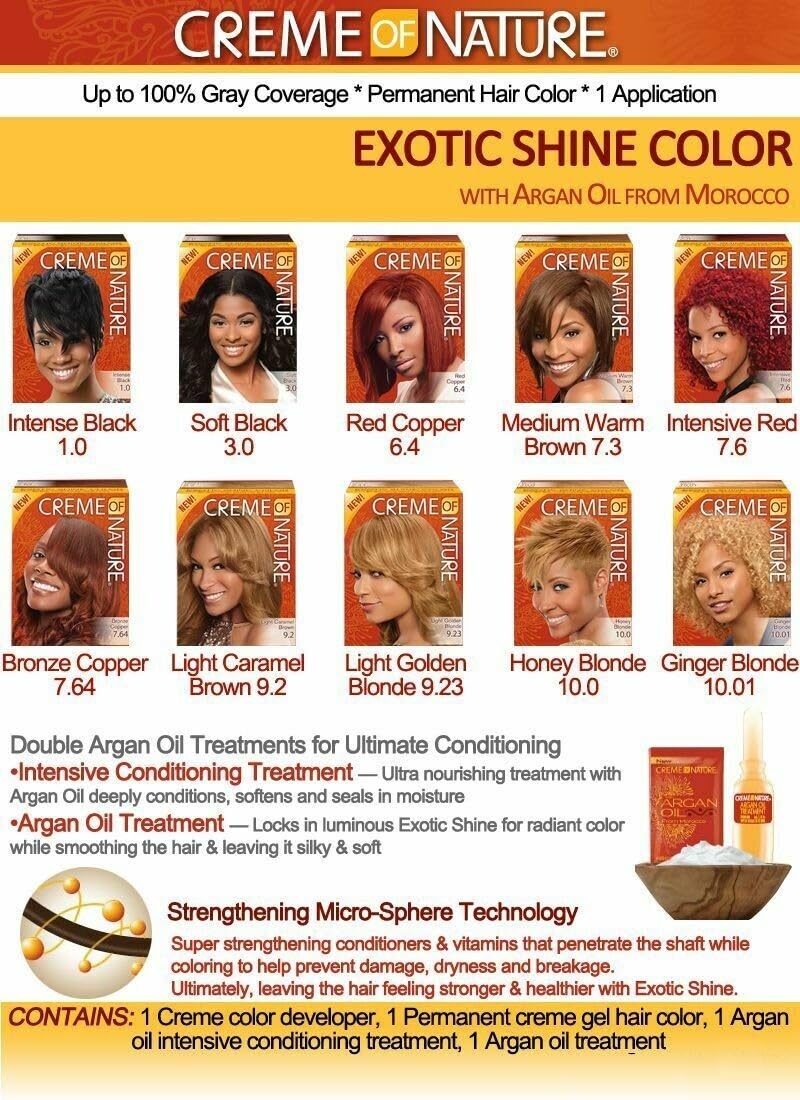 Creme of Nature, Exotic Shine Hair Color, 9.2 Light Caramel Brown, with Argan Oil from Morocco, 1 Application