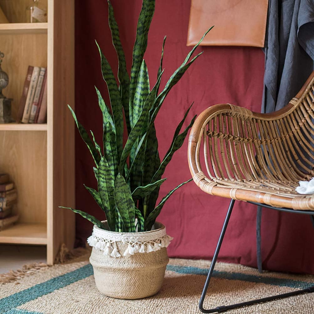 Bird Fiy Artificial Snake Plants 30" Faux Agave Fake Sansevieria Artificial Silk Plant for Home Garden Office Store Decoration 4 Pcs (Yellow)