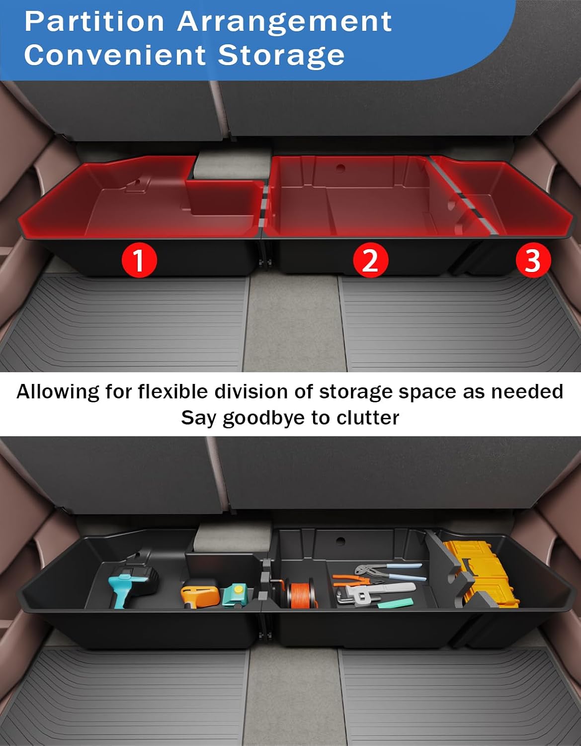 FengYu Under Seat Storage Box for 2015-2026 Ford F-150 F150 SuperCrew Cab | 2017-2026 F-250/F-350/F-450/F-550 Super Duty,F-150 Rear Underseat Storage Truck Organizer Tool Box