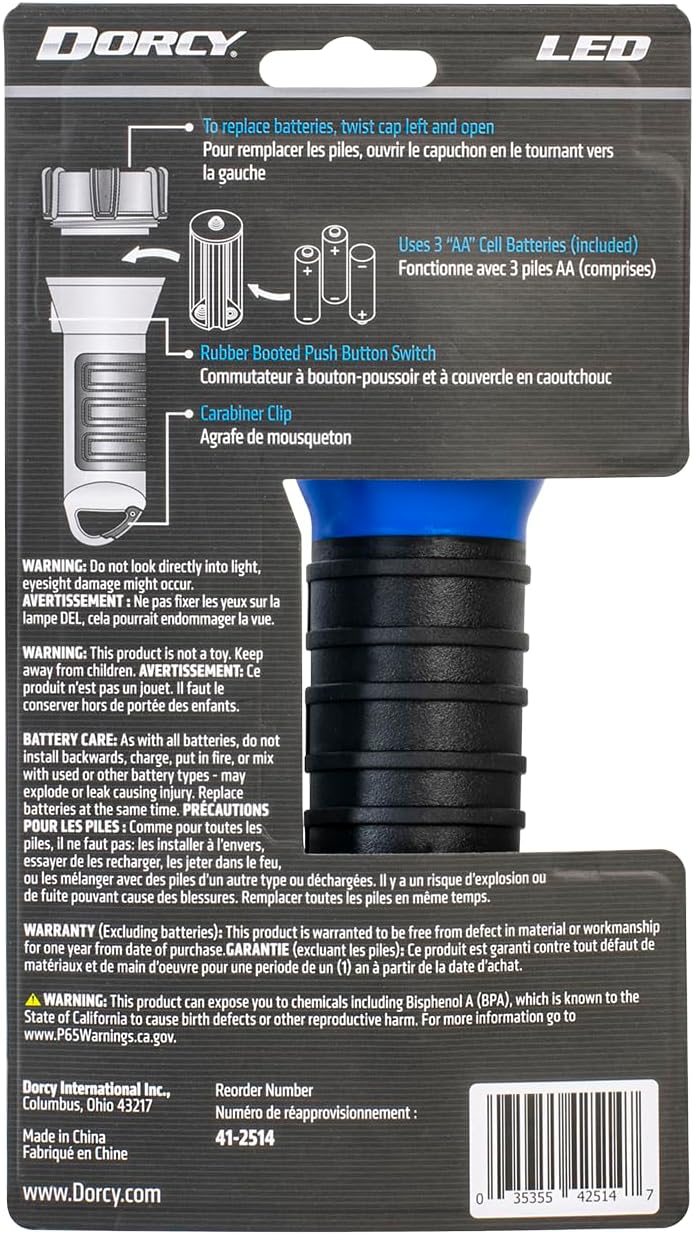 Dorcy 55 Lumen Floating Water Resistant LED Flashlight with Carabineer Clip, Purple (41-2508)
