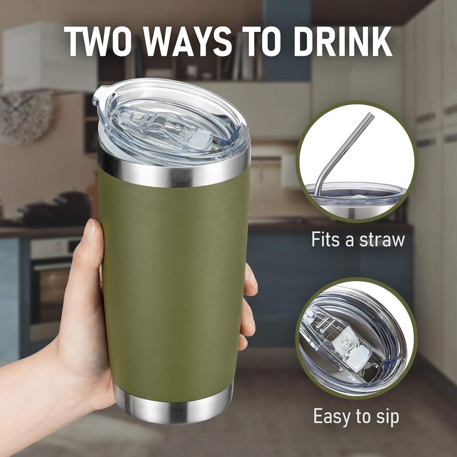 COMOOO 20oz Double Wall Vacuum Insulated Travel Mug