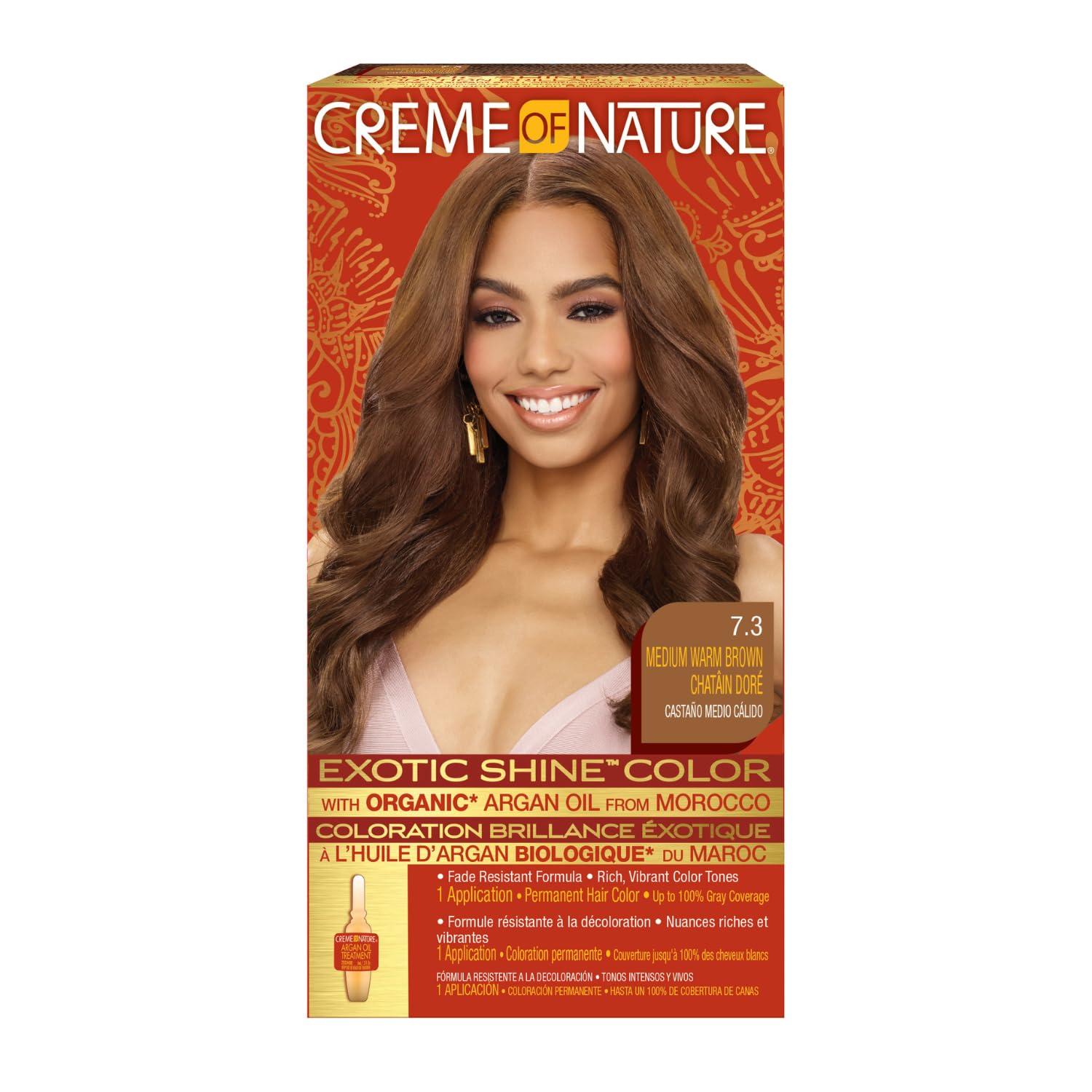 Creme of Nature, Exotic Shine Hair Color, 9.2 Light Caramel Brown, with Argan Oil from Morocco, 1 Application