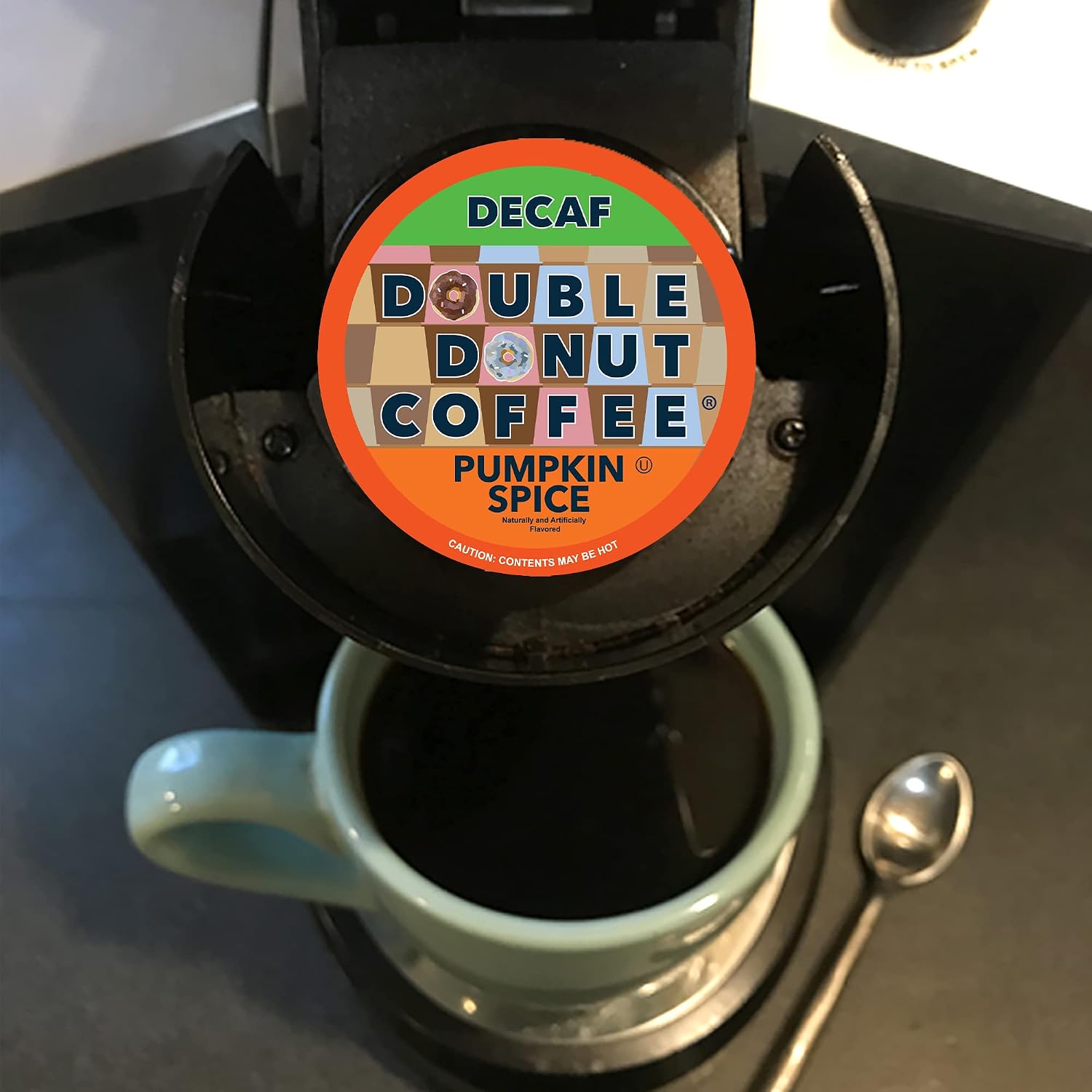 Double Donut Coffee Double Donut Medium Roast Decaf Coffee Pods, Classic, for Keurig K-Cup Machines, 24 Single-Serve Capsules per Box