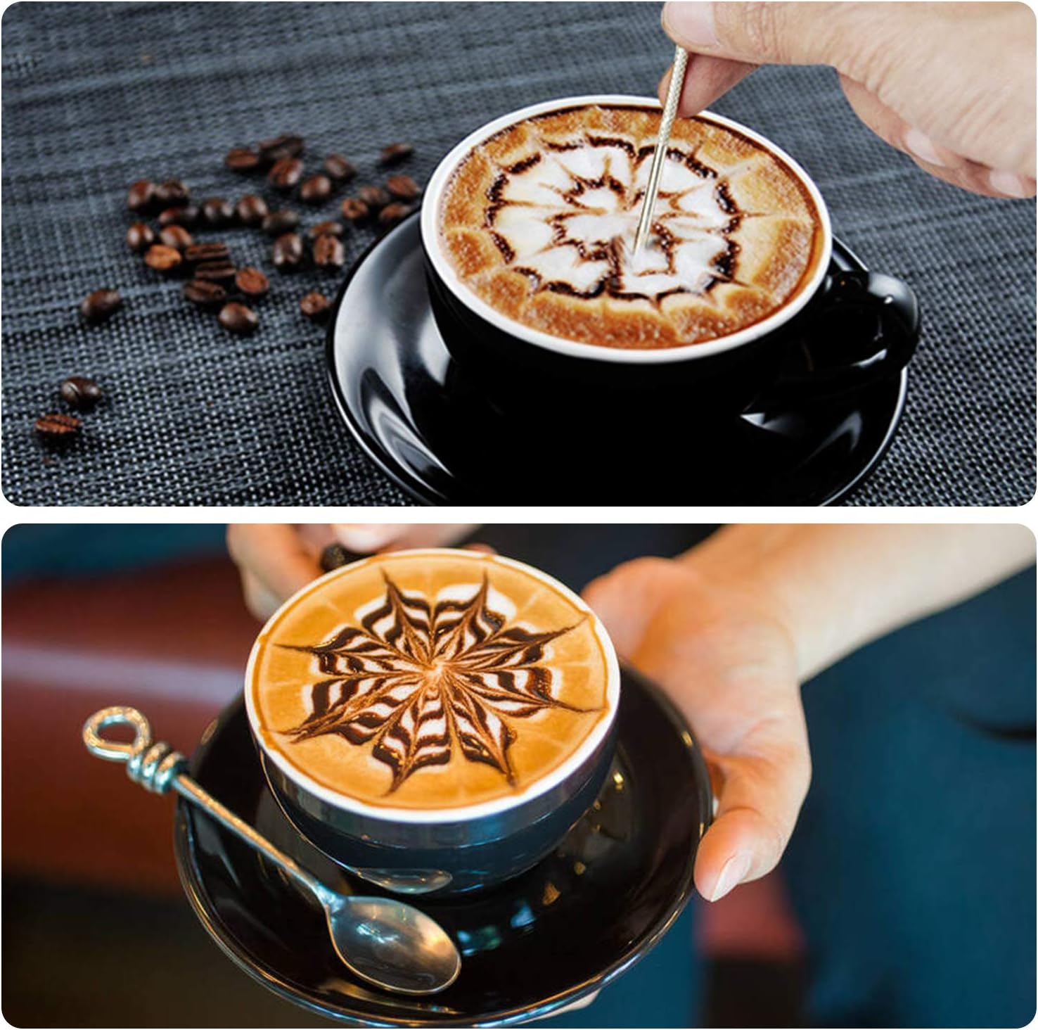 Stainless Steel Espresso Milk Frothing Pitcher - 12OZ/350ML Coffee Milk Frother Cup with Decorating Art Pen for Espresso Machine, Latte Art