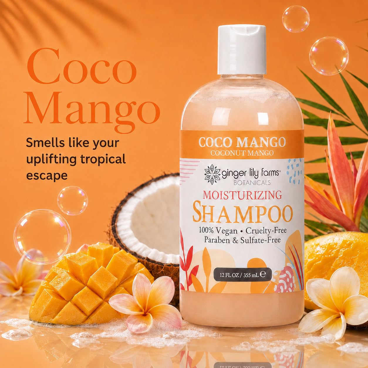 Ginger Lily Farms Botanicals Moisturizing Shampoo for All Hair Types, Coco Mango, 100% Vegan & Cruelty-Free, Coconut Mango Scent, 1 Gallon (128 fl oz) Refill | for Hands, Body & Hair, Moisturizing Wash, Salon Wash, Spa Cleanser, Salon & Spa Essentials, M…