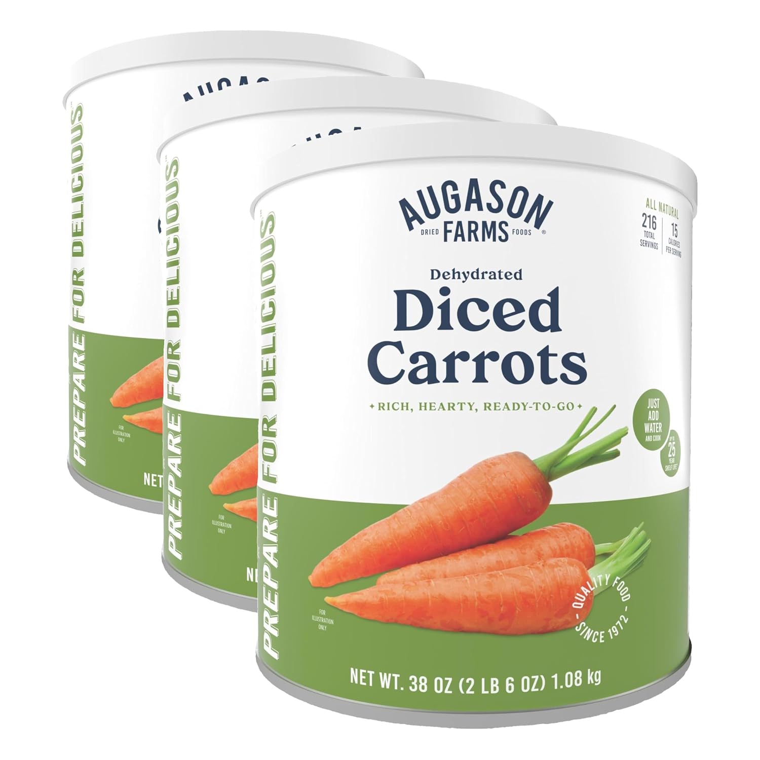 Augason Farms Dehydrated Diced Carrots Can | Emergency Food Supply, 216 Servings, 25 Year Shelf Life, Great for Cooking, Baking, and Snacks, Dehydrated Meals